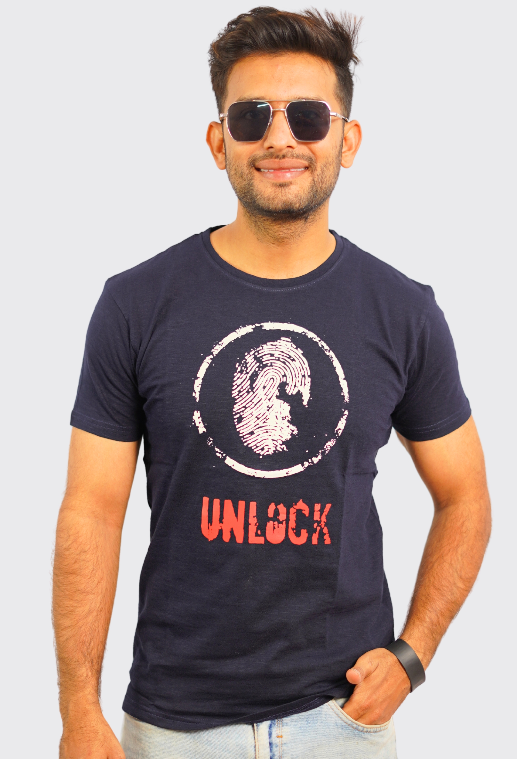 UNLOCK NAVY BLUE VINTAGE T-SHIRT