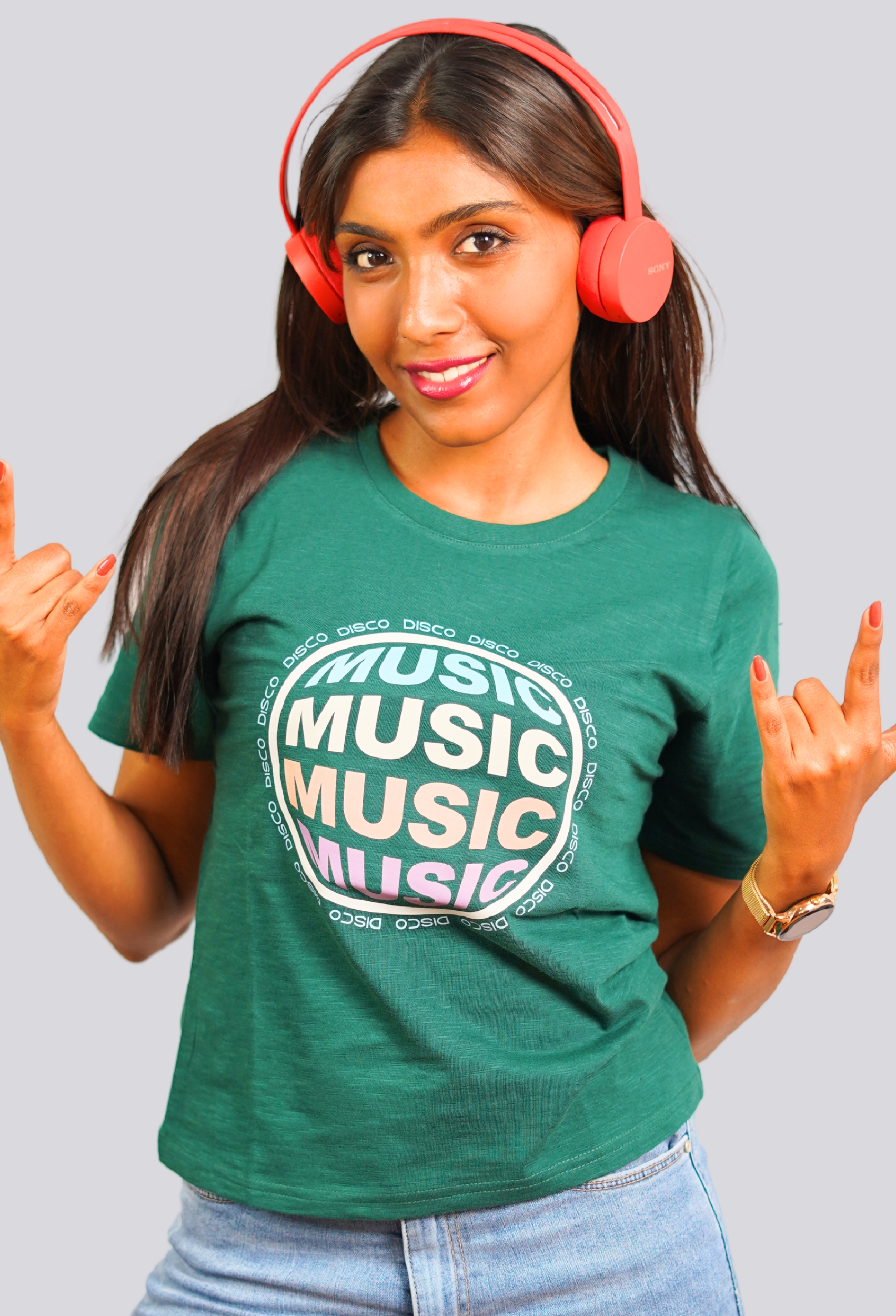 MUSIC BOTTLE GREEN VINTAGE T-SHIRT