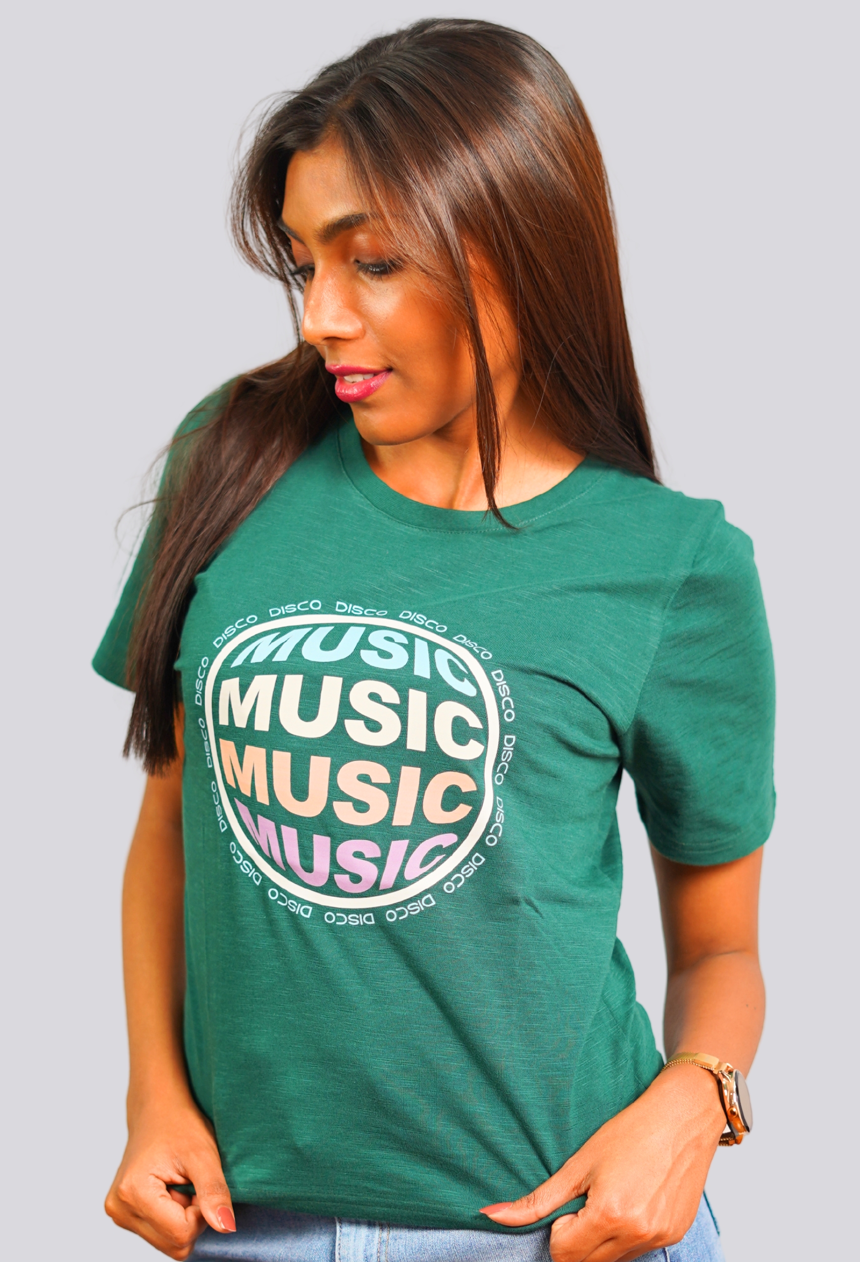 MUSIC BOTTLE GREEN VINTAGE T-SHIRT
