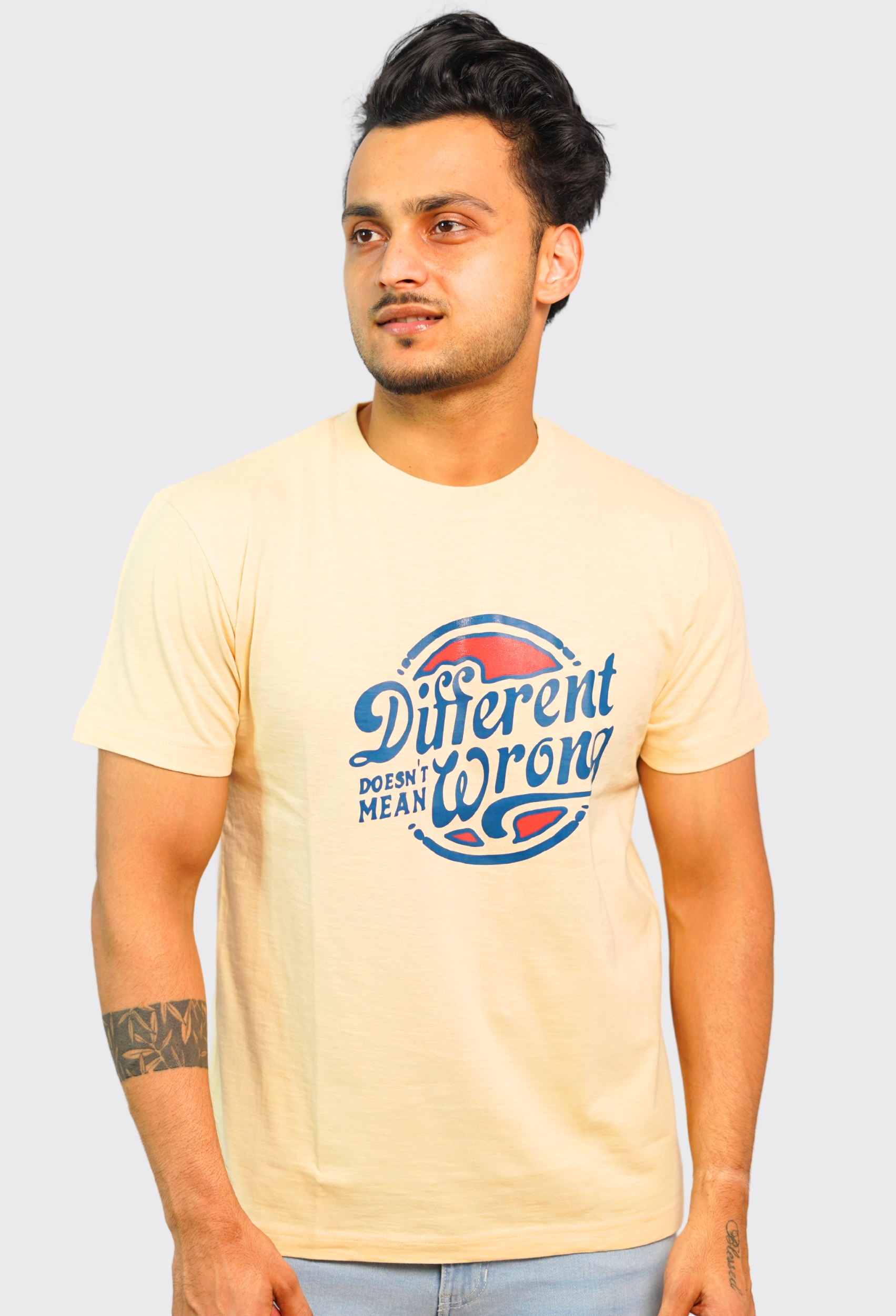 DIFFERENT DOESN,T MEAN WRONG CREAM VINTAGE T- SHIRT