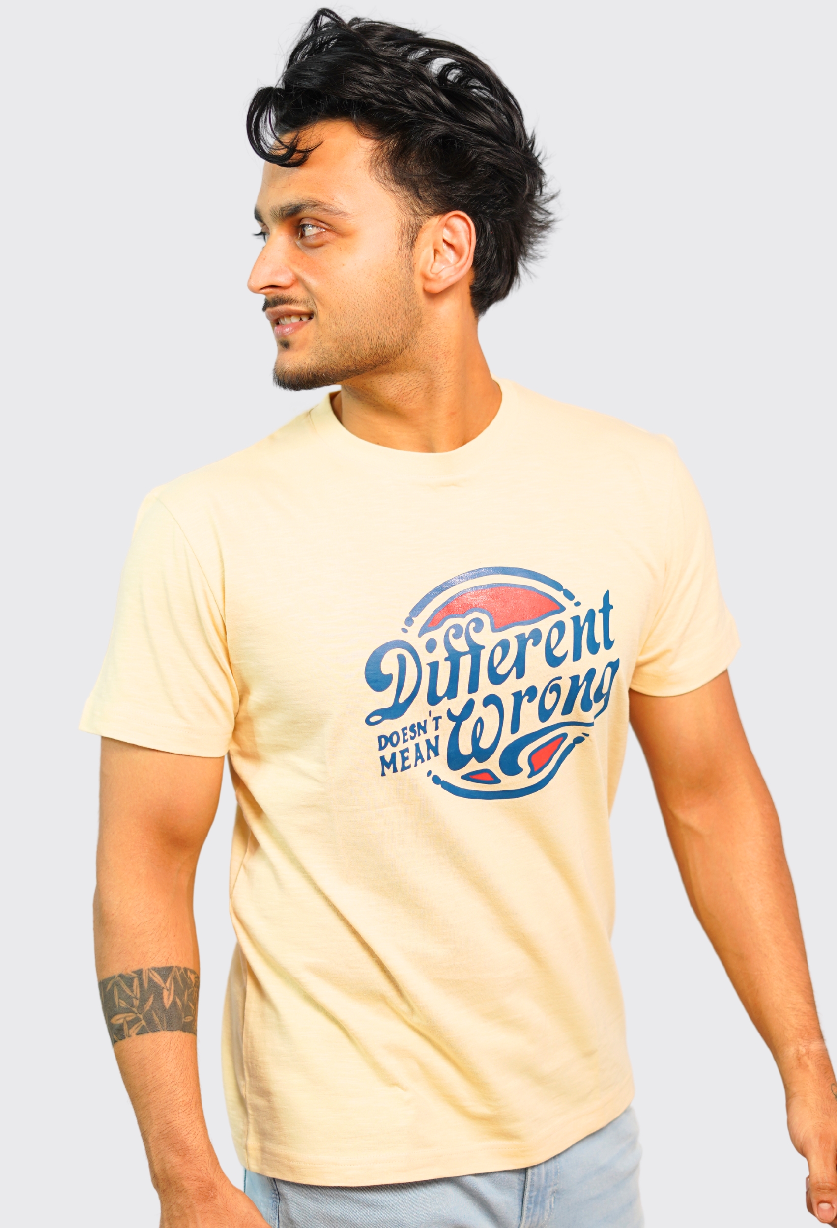 DIFFERENT DOESN,T MEAN WRONG CREAM VINTAGE T- SHIRT