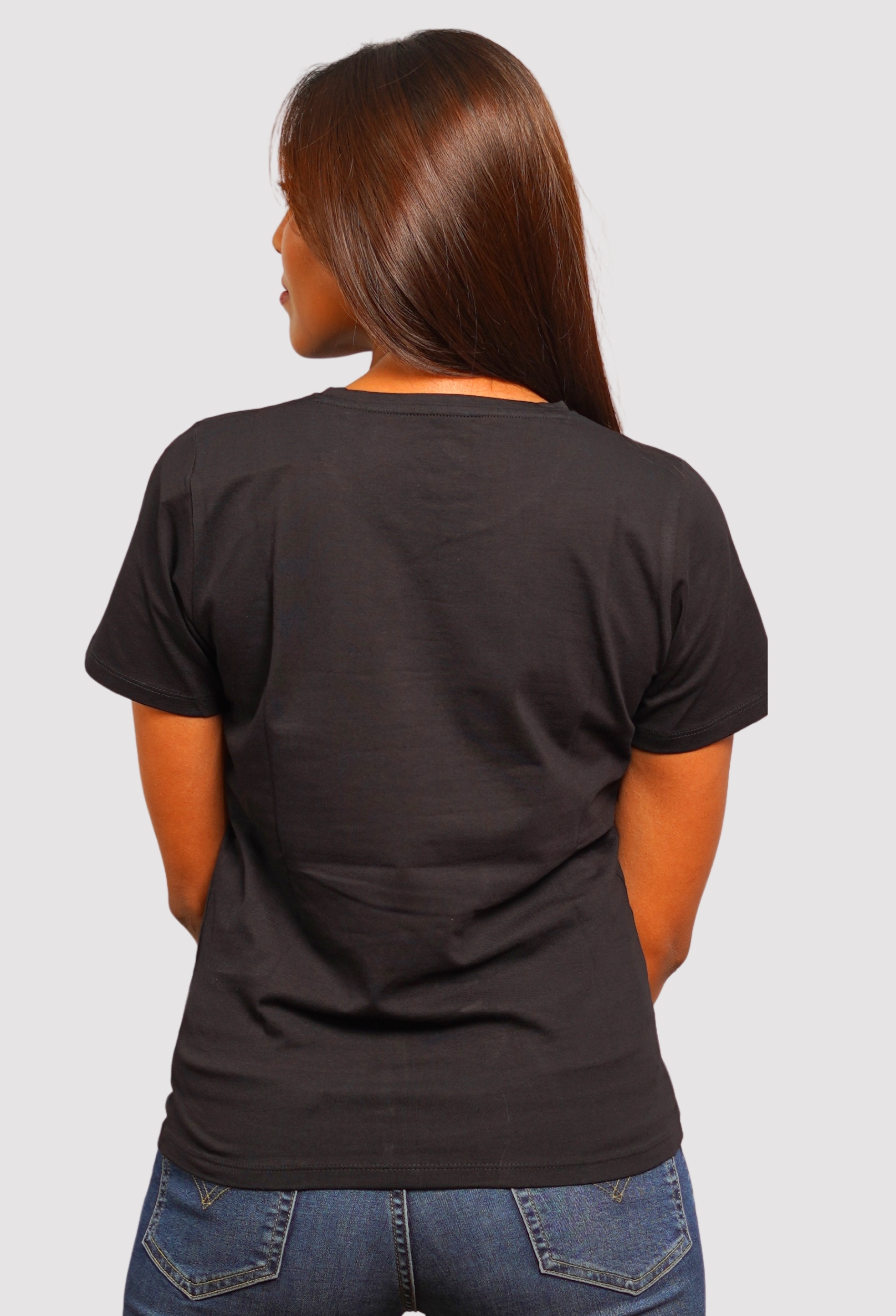 GRL PWR SNOW BLACK CLASSIC T-SHIRT YELLOW ORANGE PRINT