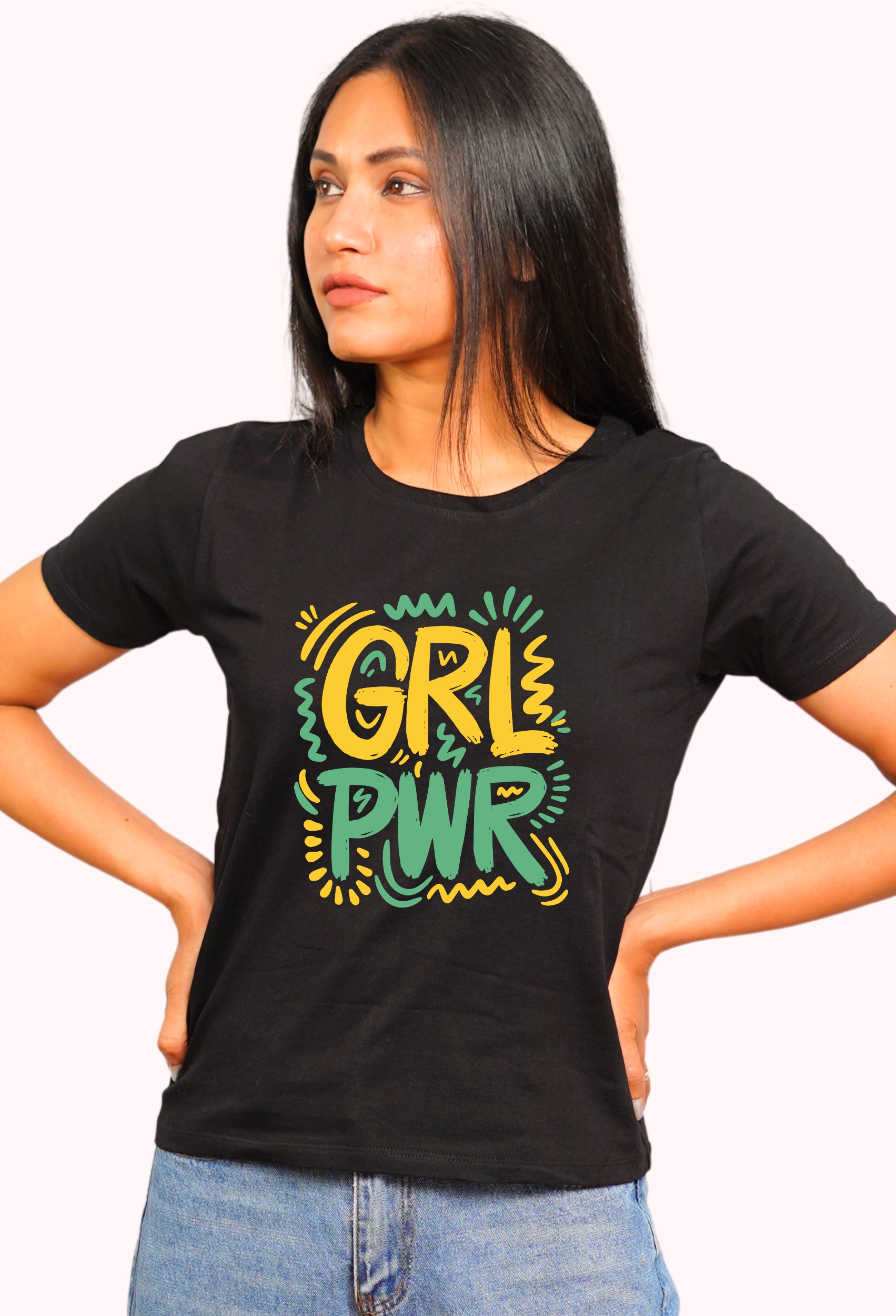 GRL PWR SNOW BLACK CLASSIC T-SHIRT