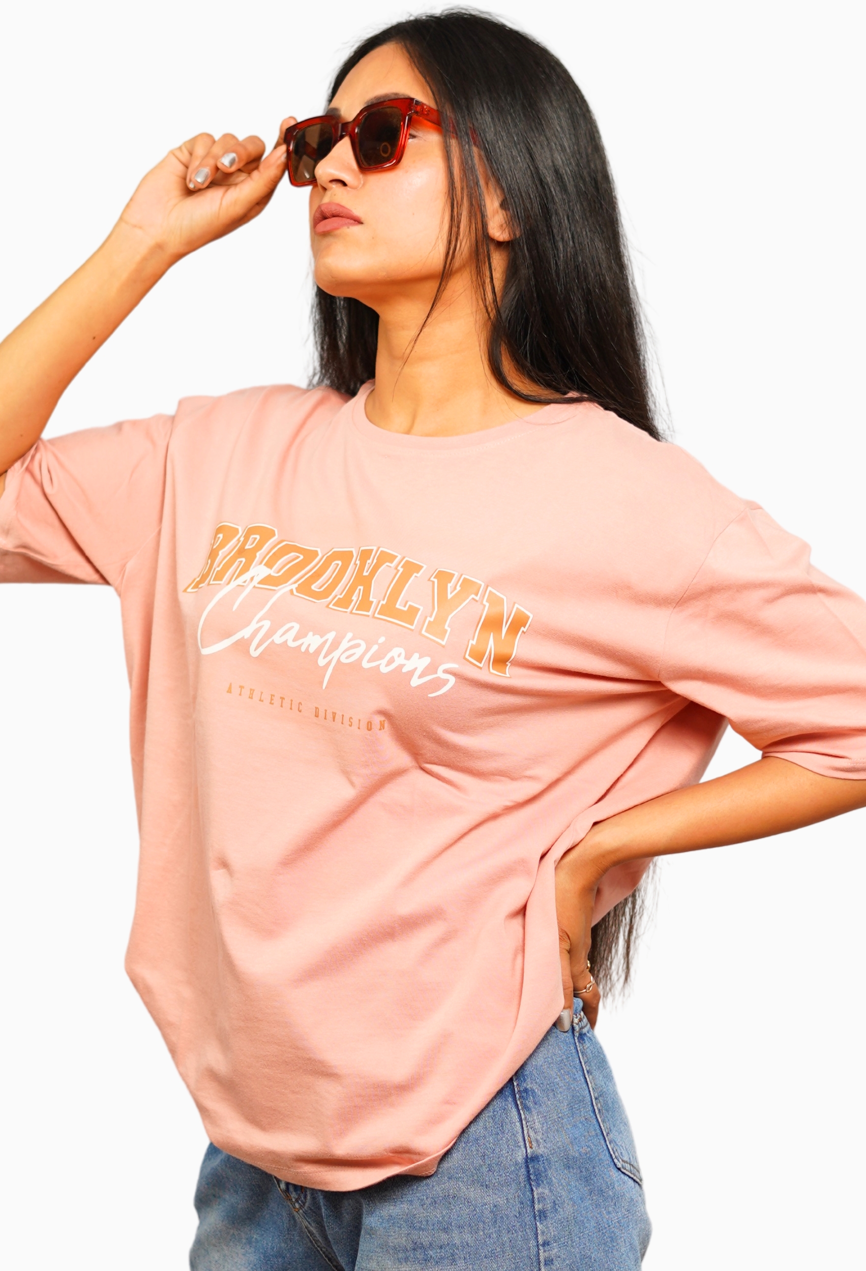 BROOKLYN CHAMPIONS PASTEL PINK  BAGGY T-SHIRTS