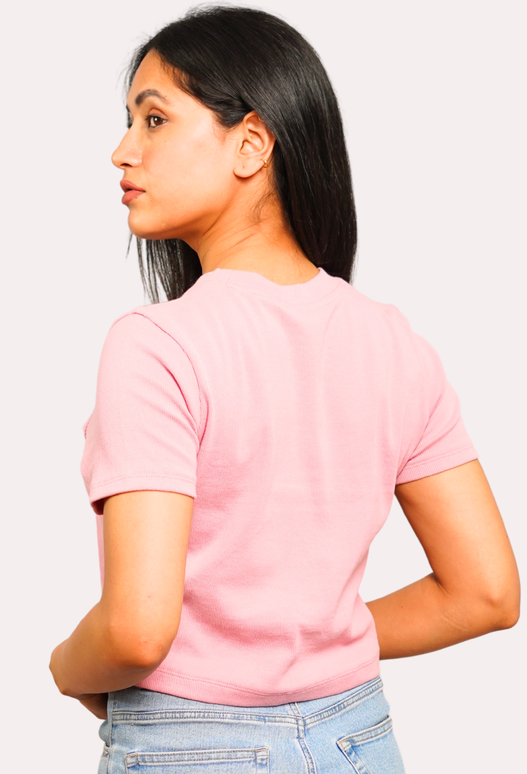 PINK SHORTSLEEVE CREW NECK RIBBED TOP PINK SHORTSLEEVE CREW NECK RIBBED TOP