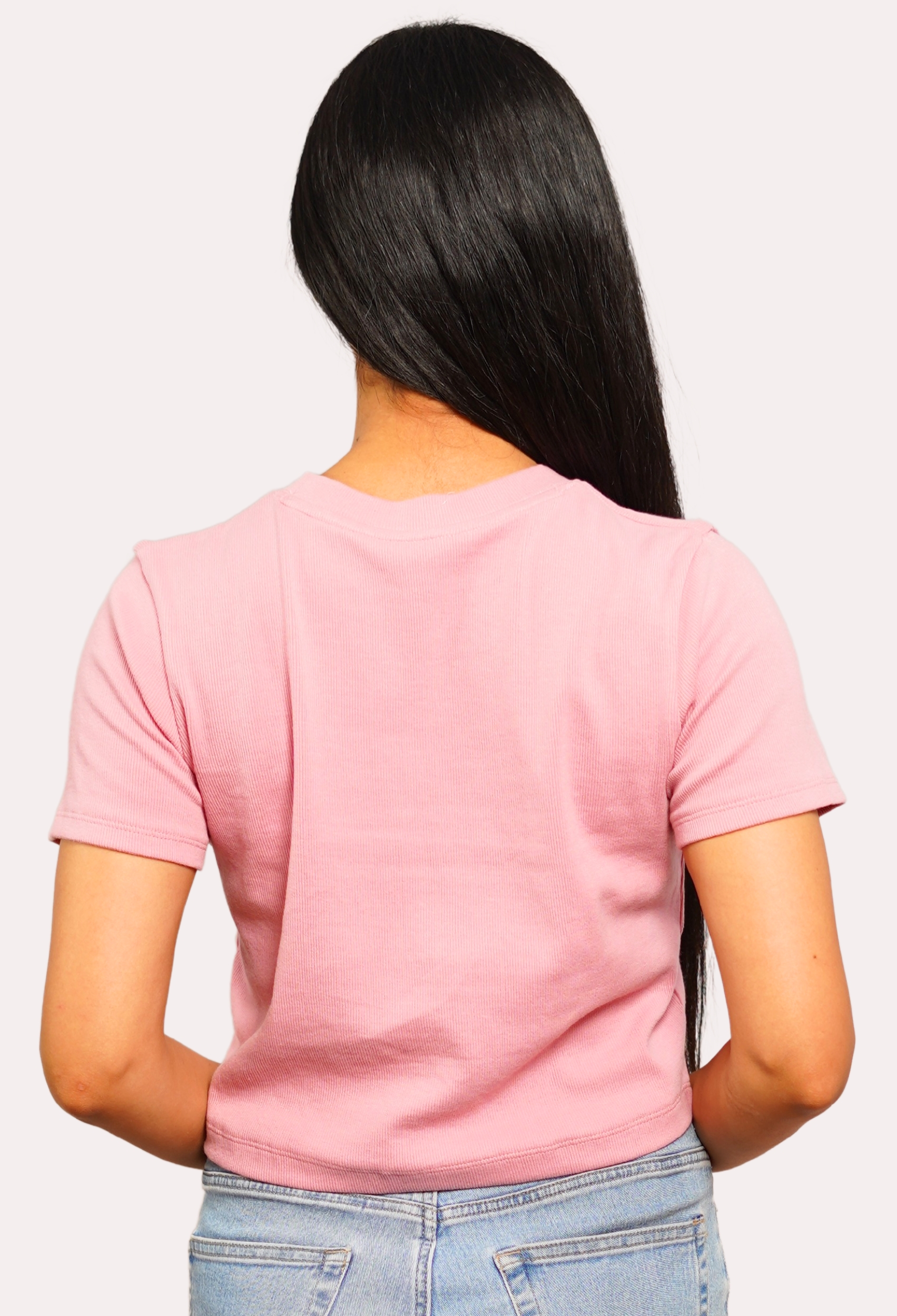 PINK SHORTSLEEVE CREW NECK RIBBED TOP PINK SHORTSLEEVE CREW NECK RIBBED TOP