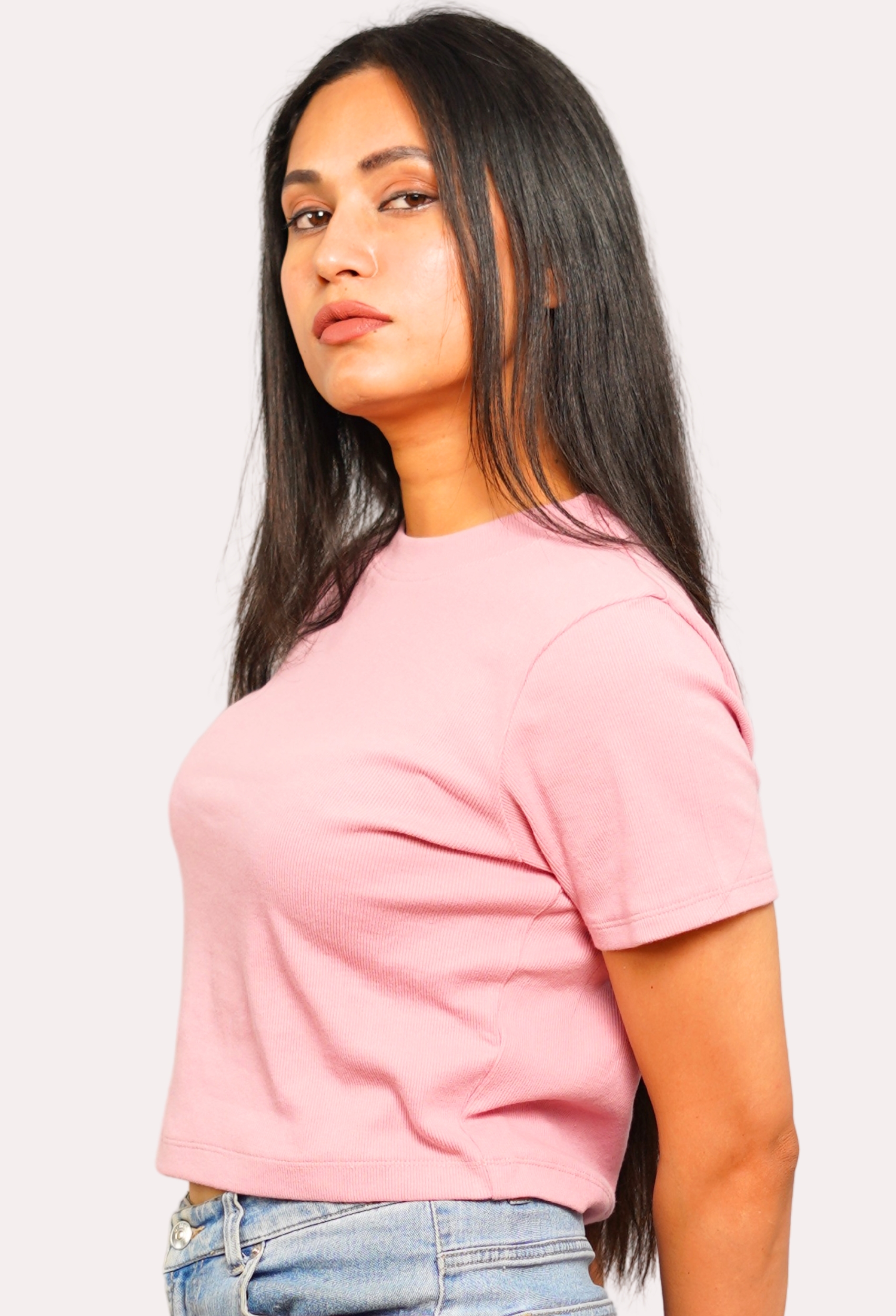 PINK SHORTSLEEVE CREW NECK RIBBED TOP PINK SHORTSLEEVE CREW NECK RIBBED TOP