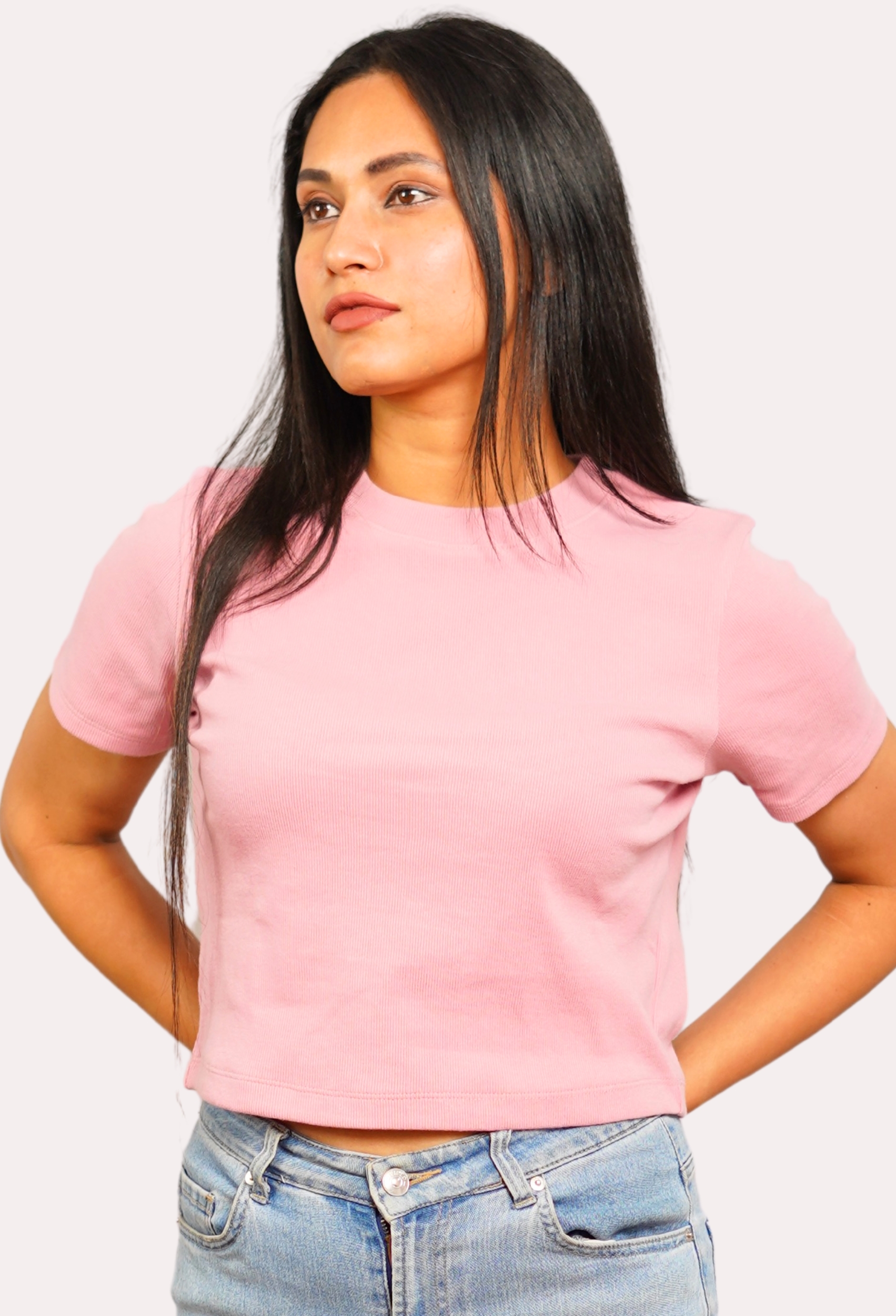 PINK SHORTSLEEVE CREW NECK RIBBED TOP PINK SHORTSLEEVE CREW NECK RIBBED TOP