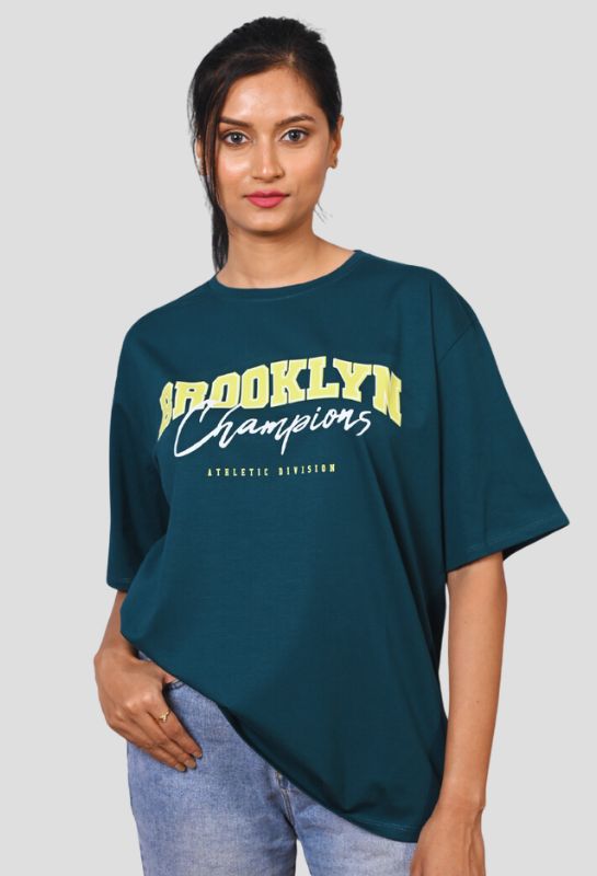 BROOKLYN TEAL GREEN LOOSE FIT T-SHIRT BROOKLYN TEAL GREEN LOOSE FIT T-SHIRT