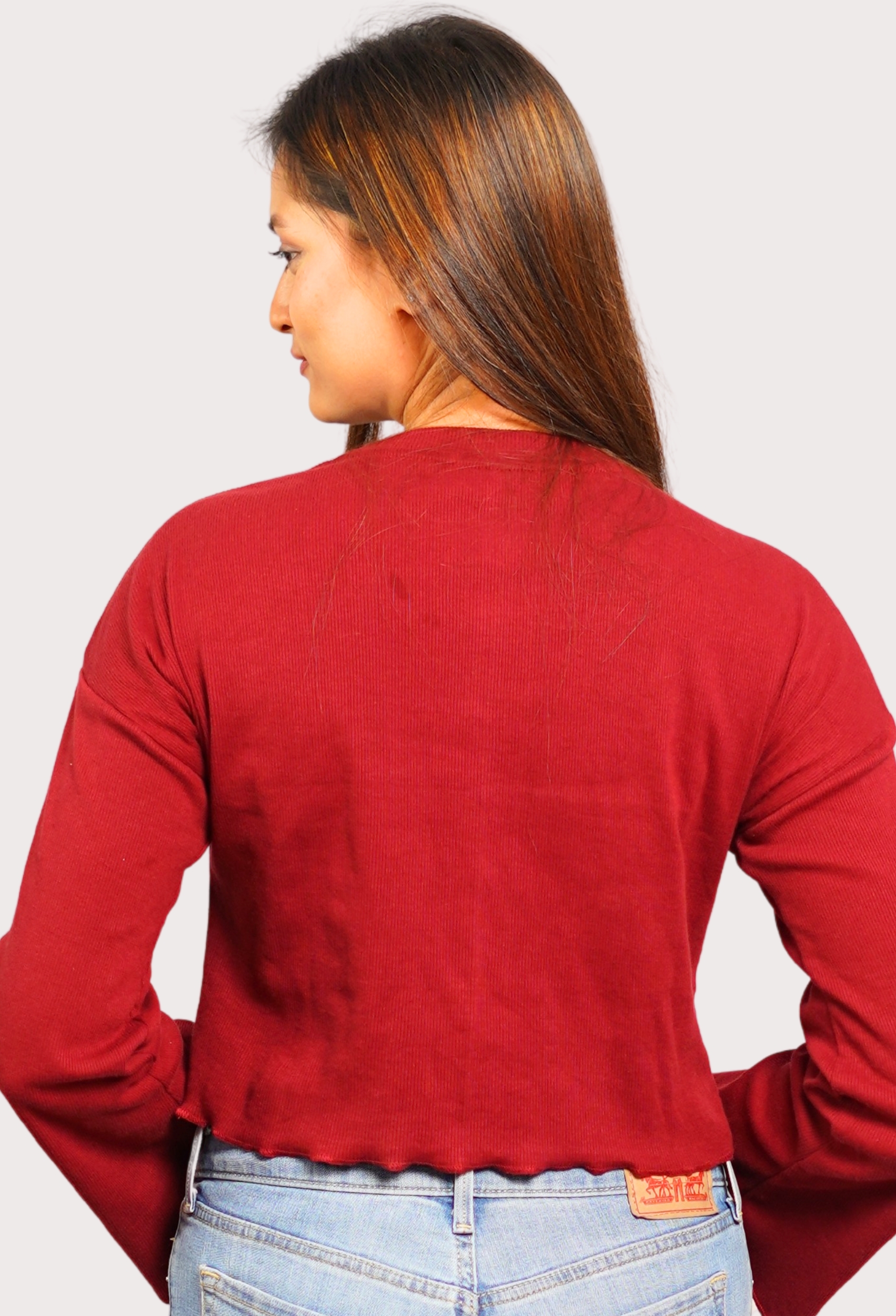 RIBBED RAGLAN SLEEVES COTTON CROP TOP RIBBED RAGLAN SLEEVES COTTON CROP TOP