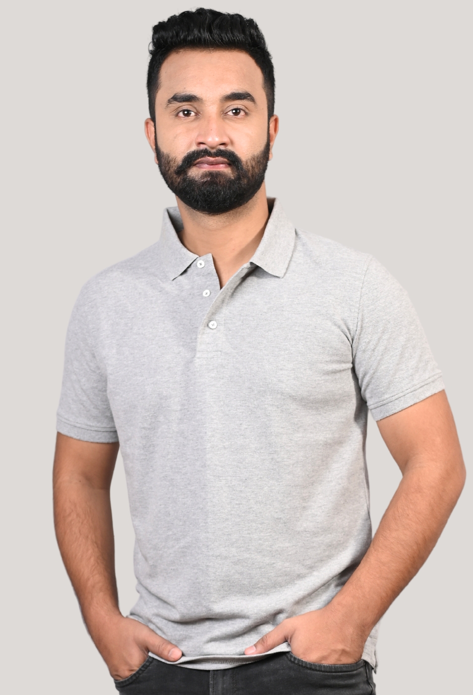 GREY POLO T-SHIRT