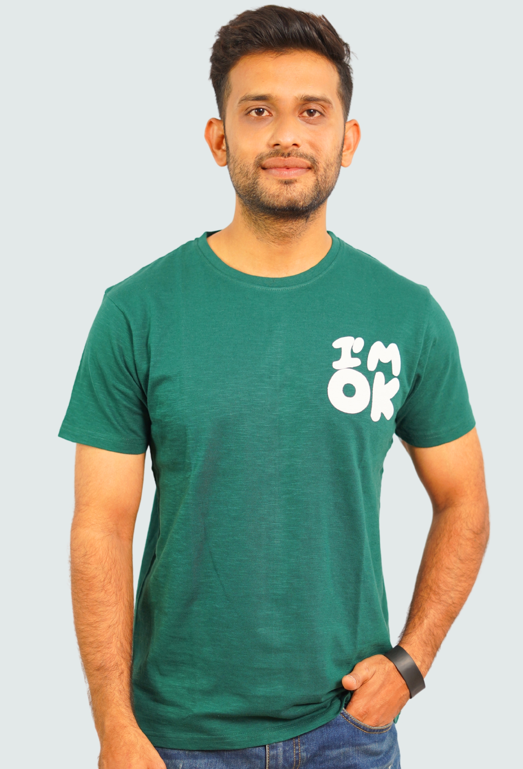 I AM OK BOTTLE GREEN VINTAGE T- SHIRT
