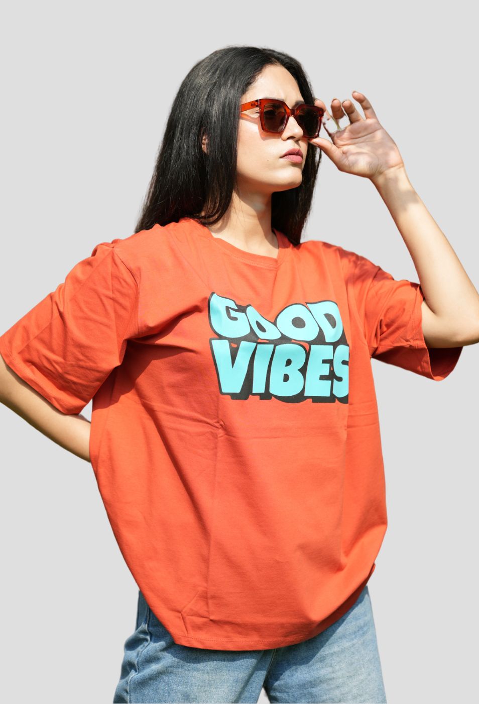 GOOD VIBES ORANGE BAGGY T-SHIRT GOOD VIBES ORANGE BAGGY T-SHIRT