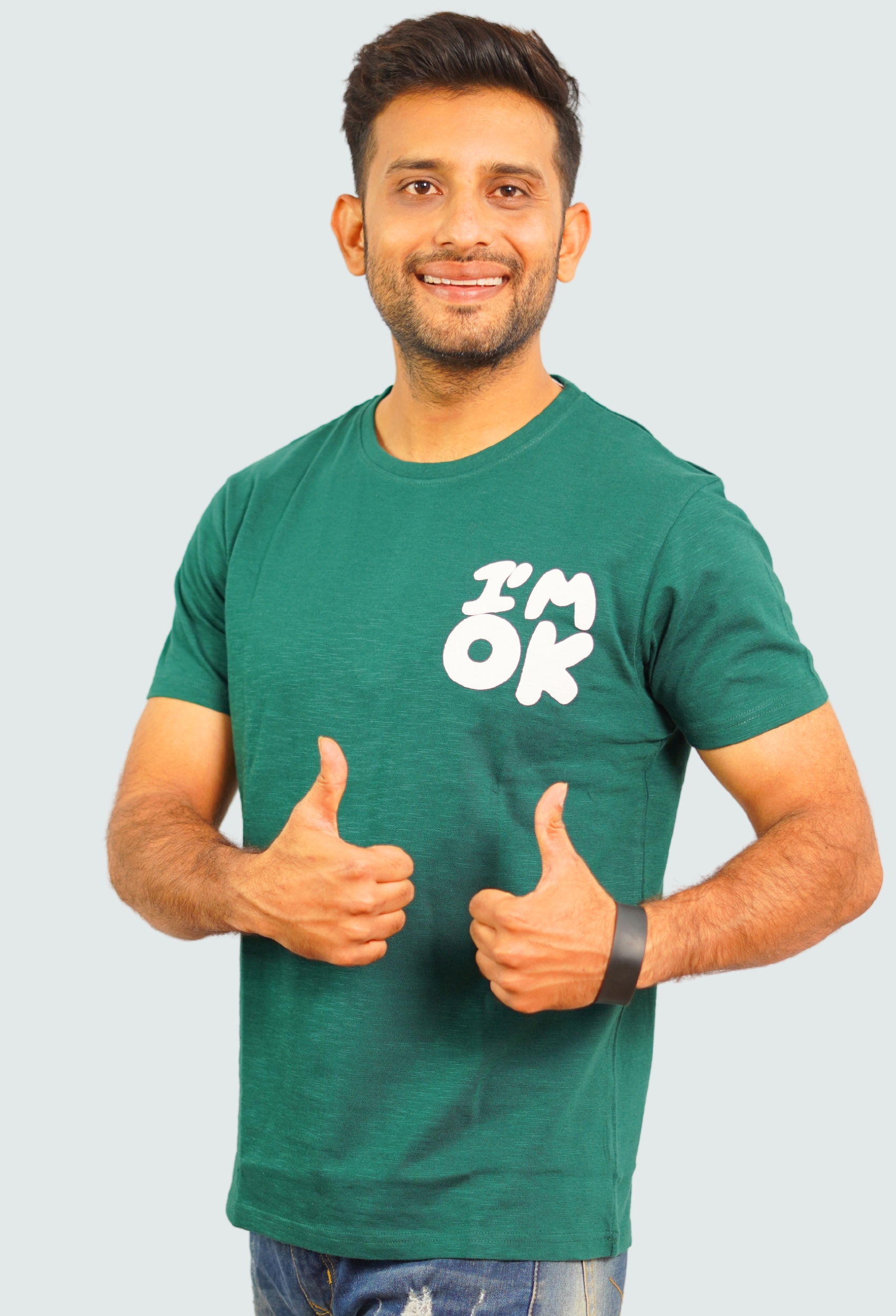 I AM OK BOTTLE GREEN VINTAGE T- SHIRT