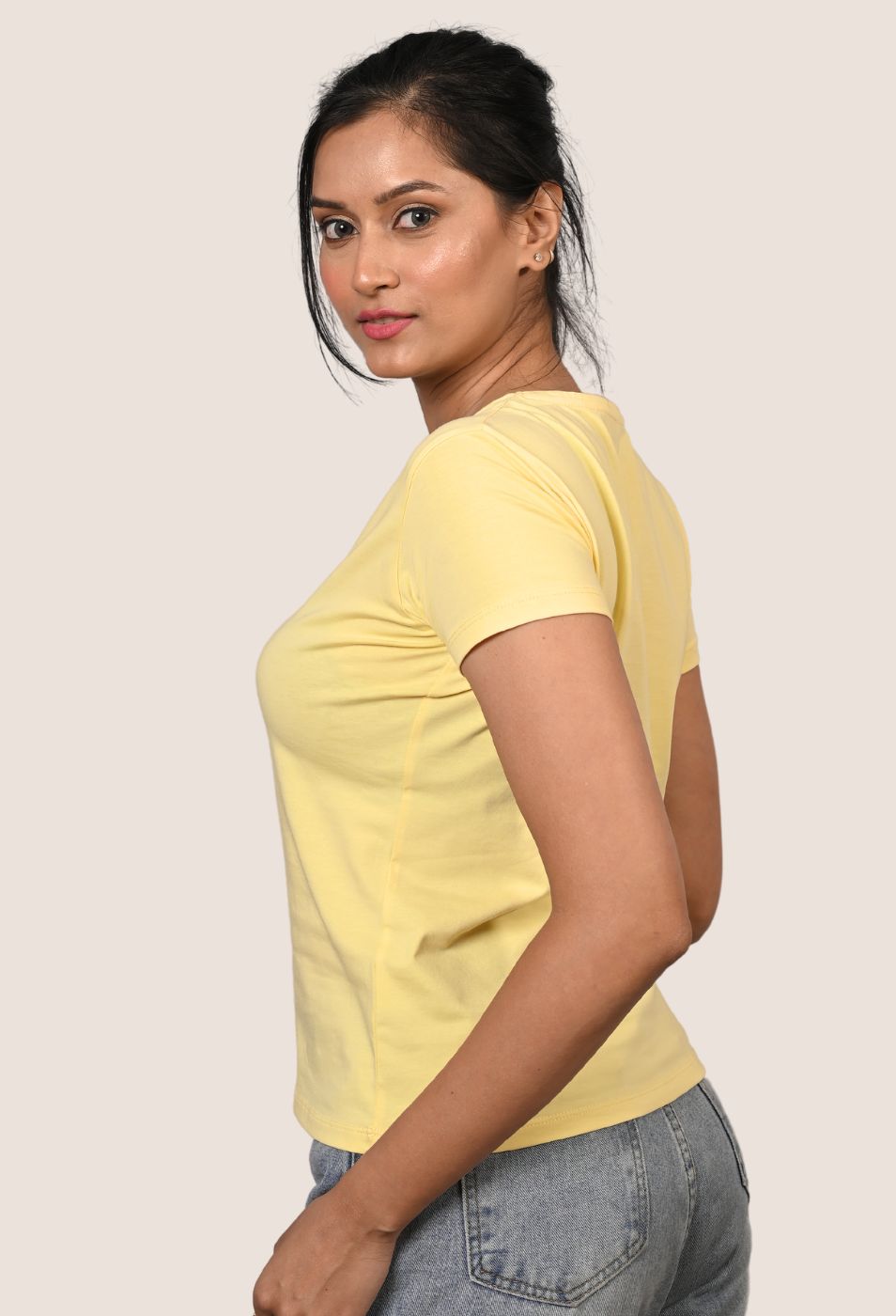 PASTEL YELLOW V NECK SLIM FIT