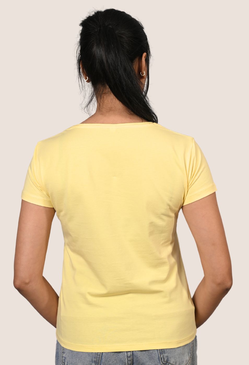 PASTEL YELLOW V NECK SLIM FIT