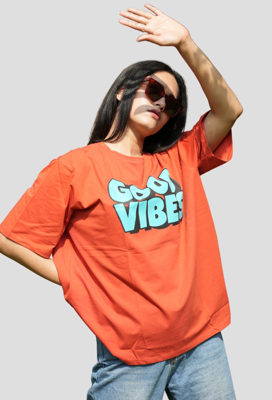 GOOD VIBES ORANGE BAGGY T-SHIRT GOOD VIBES ORANGE BAGGY T-SHIRT