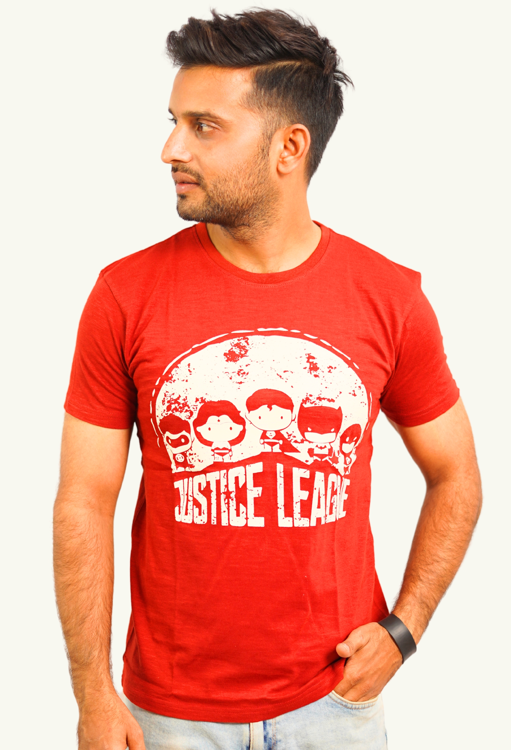 JUSTICE LEAGUE RUST ORANGE VINTAGE T-SHIRT