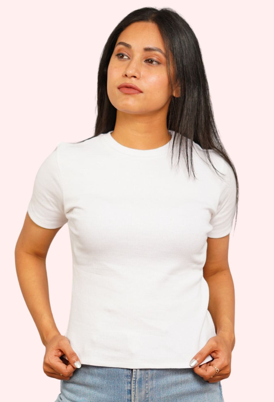 SNOW WHITE RIBBED T-SHIRT SNOW WHITE RIBBED T-SHIRT
