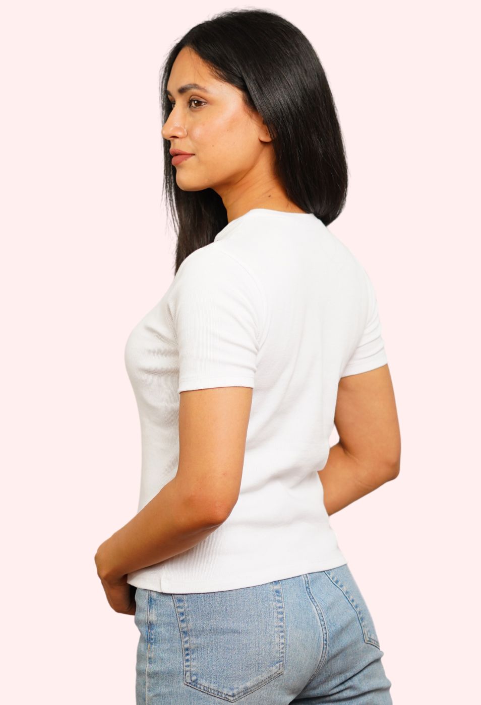 SNOW WHITE RIBBED T-SHIRT SNOW WHITE RIBBED T-SHIRT