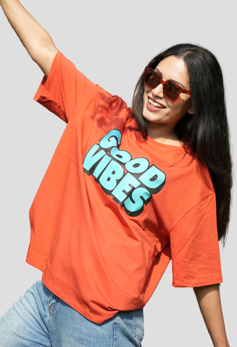 GOOD VIBES ORANGE BAGGY T-SHIRT GOOD VIBES ORANGE BAGGY T-SHIRT