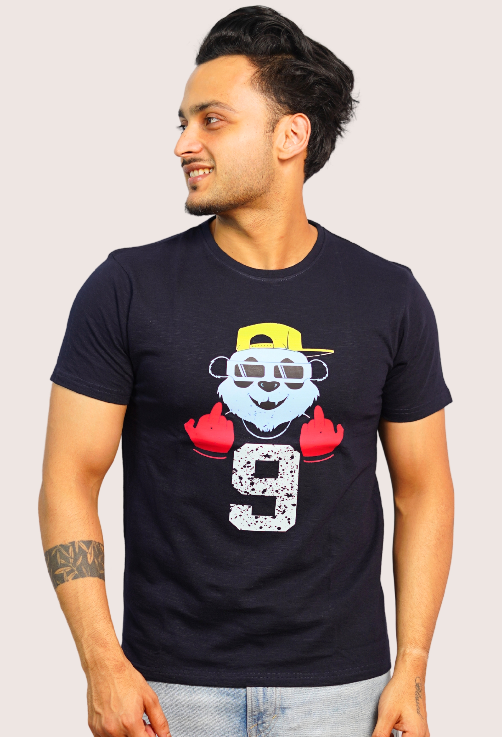 NAVY BLUE PRINTED VINTAGE T- SHIRT