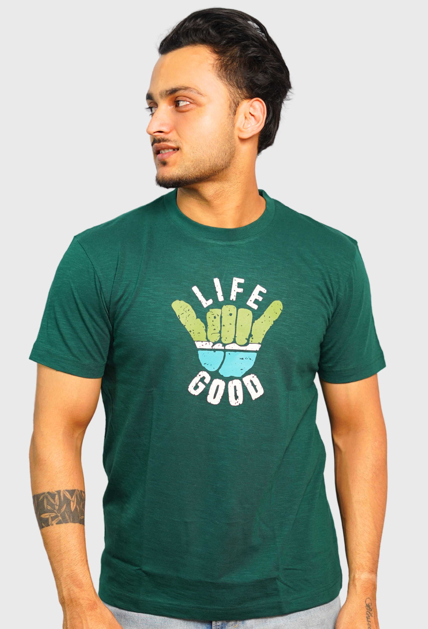 LIFE GOOD BOTTLE GREEN VINTAGE T- SHIRT