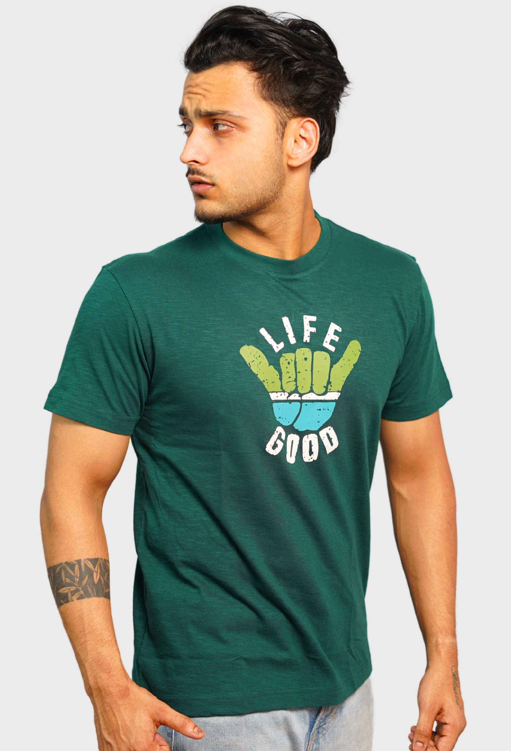 LIFE GOOD BOTTLE GREEN VINTAGE T- SHIRT