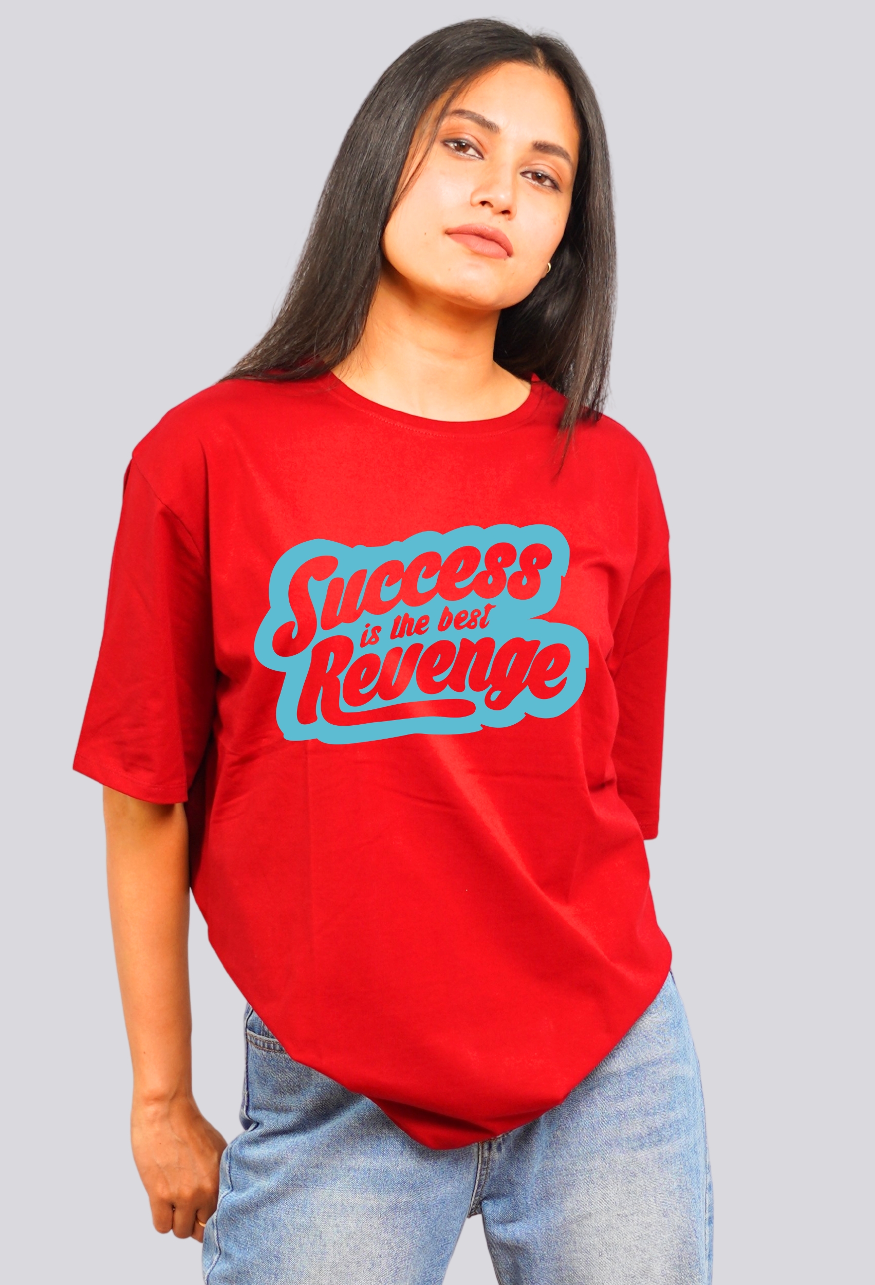 SUCCESS IS THE BEST REVENGE MAROON LOOSE FIT T-SHIRT SUCCESS IS THE BEST REVENGE MAROON LOOSE FIT T-SHIRT