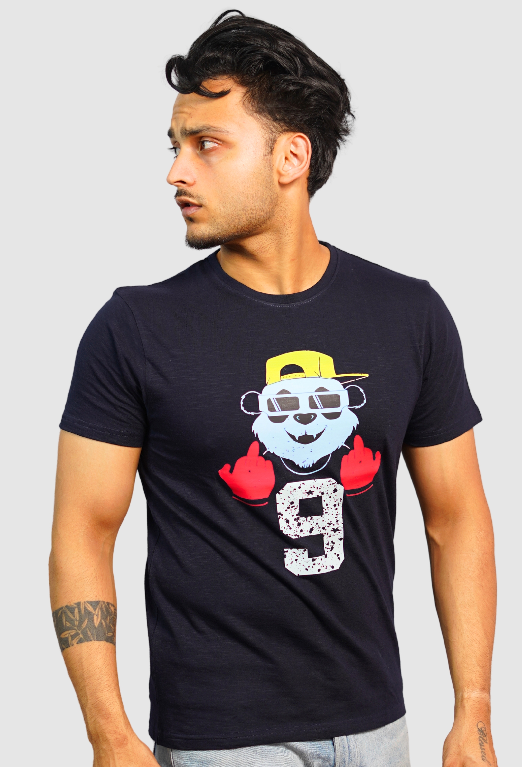 NAVY BLUE PRINTED VINTAGE T- SHIRT