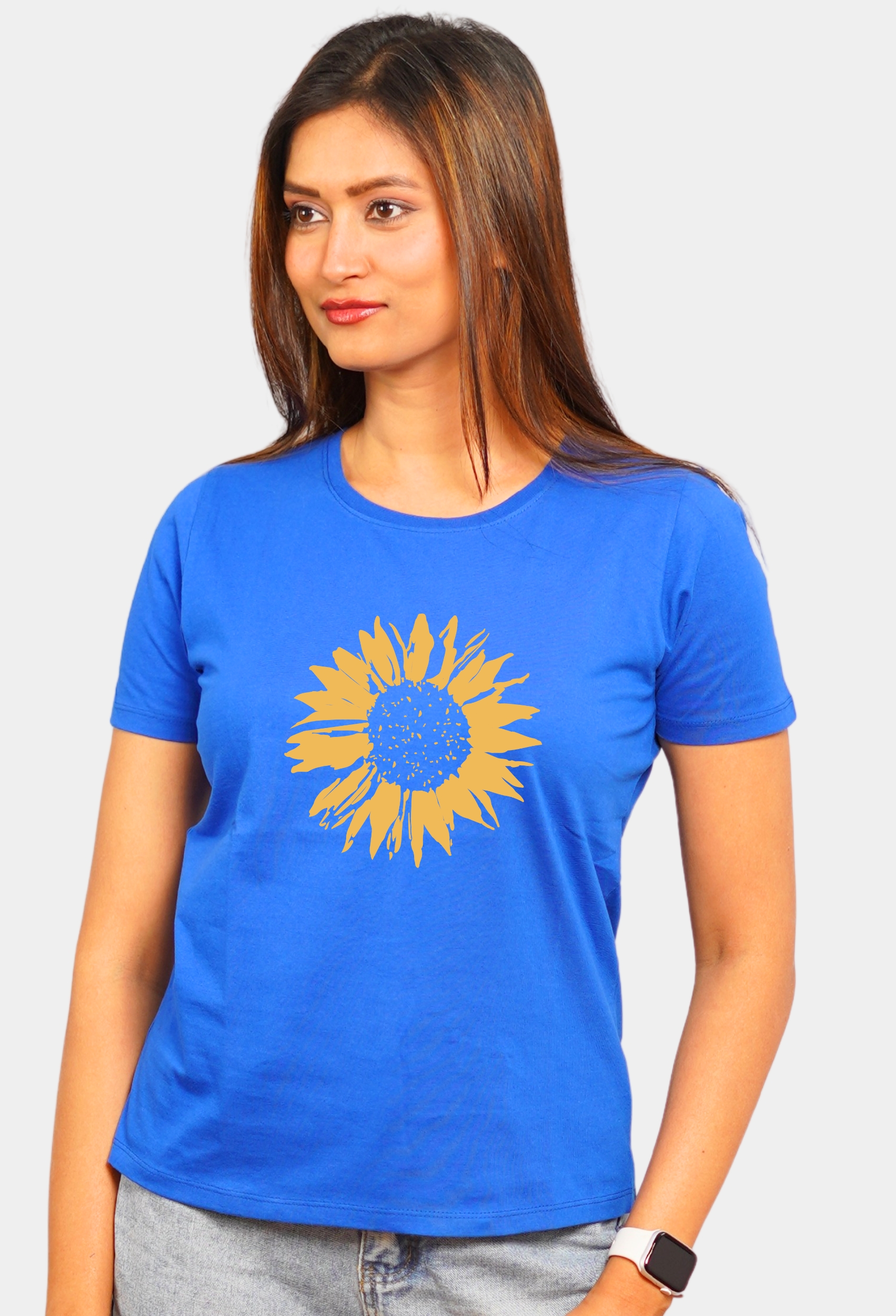 YELLOW SUNFLOWER  ROYAL BLUE CLASSIC T-SHIRT