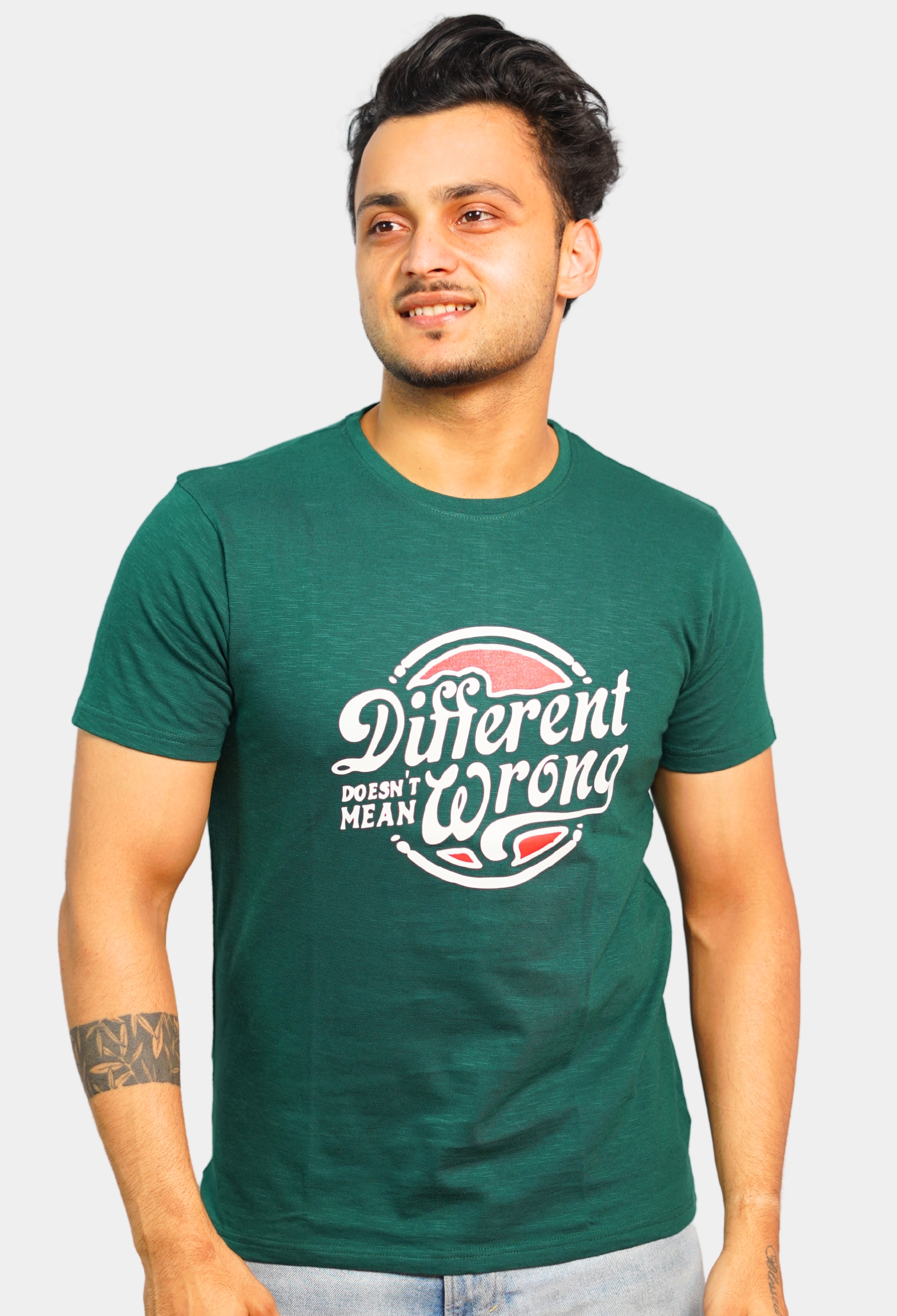 DIFFERENT DOESN,T MEAN WRONG BOTTLE GREEN VINTAGE T- SHIRT