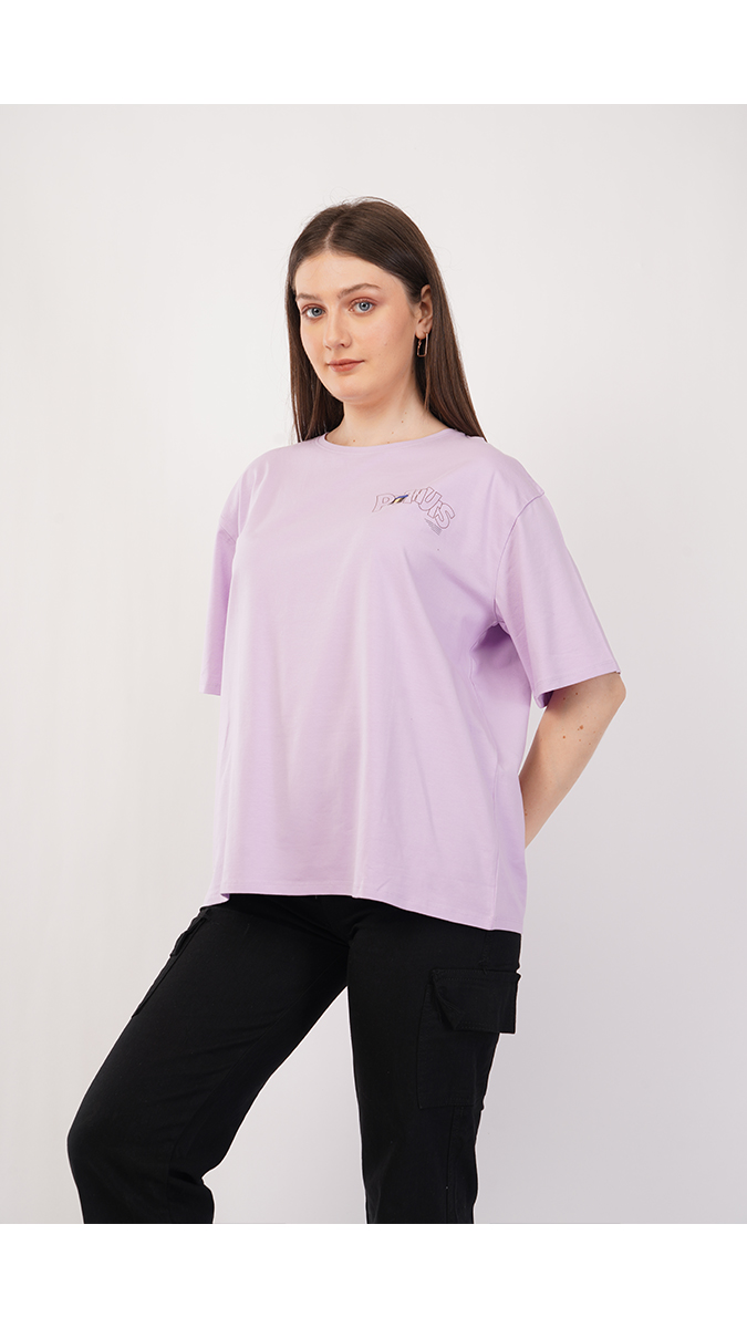 Women's Loose Fit Printed T-Shirt - Lilac | Lycra 180 GSM | Sizes S, M, L Women's Loose Fit Printed T-Shirt - Lilac | Lycra 180 GSM | Sizes S, M, L