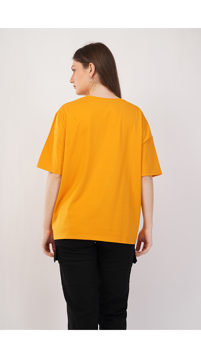 Trendy Mustard Yellow Women's Loose Fit Printed T-Shirt – Lycra 180 GSM | S, M, L