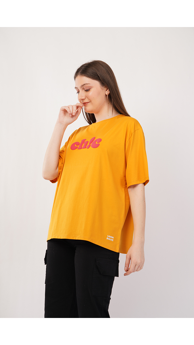 Trendy Mustard Yellow Women's Loose Fit Printed T-Shirt – Lycra 180 GSM | S, M, L