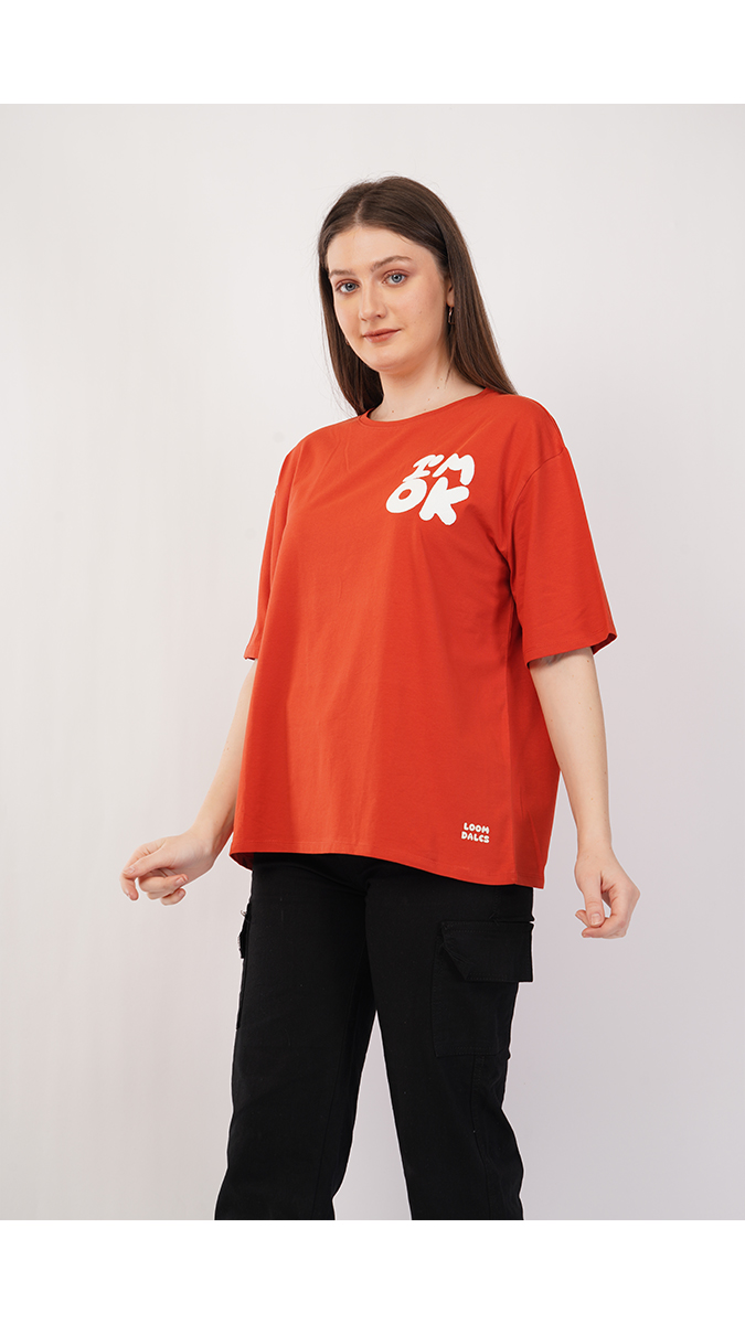 Trendy Brick Color Women's Loose Fit T-Shirt – Lycra 180 GSM | S, M, L
