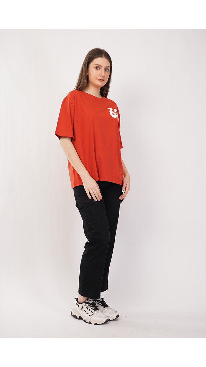 Trendy Brick Color Women's Loose Fit T-Shirt – Lycra 180 GSM | S, M, L