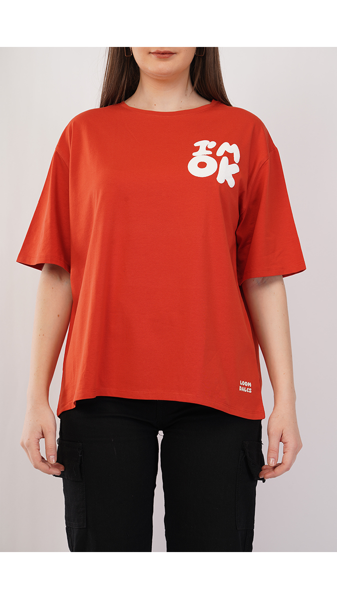 Trendy Brick Color Women's Loose Fit T-Shirt – Lycra 180 GSM | S, M, L