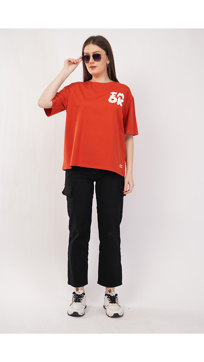 Trendy Brick Color Women's Loose Fit T-Shirt – Lycra 180 GSM | S, M, L