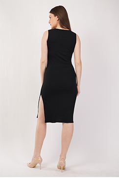 Elegant Black Women's Tank Dress – Broad Rib Fabric 220 GSM | S, M, L