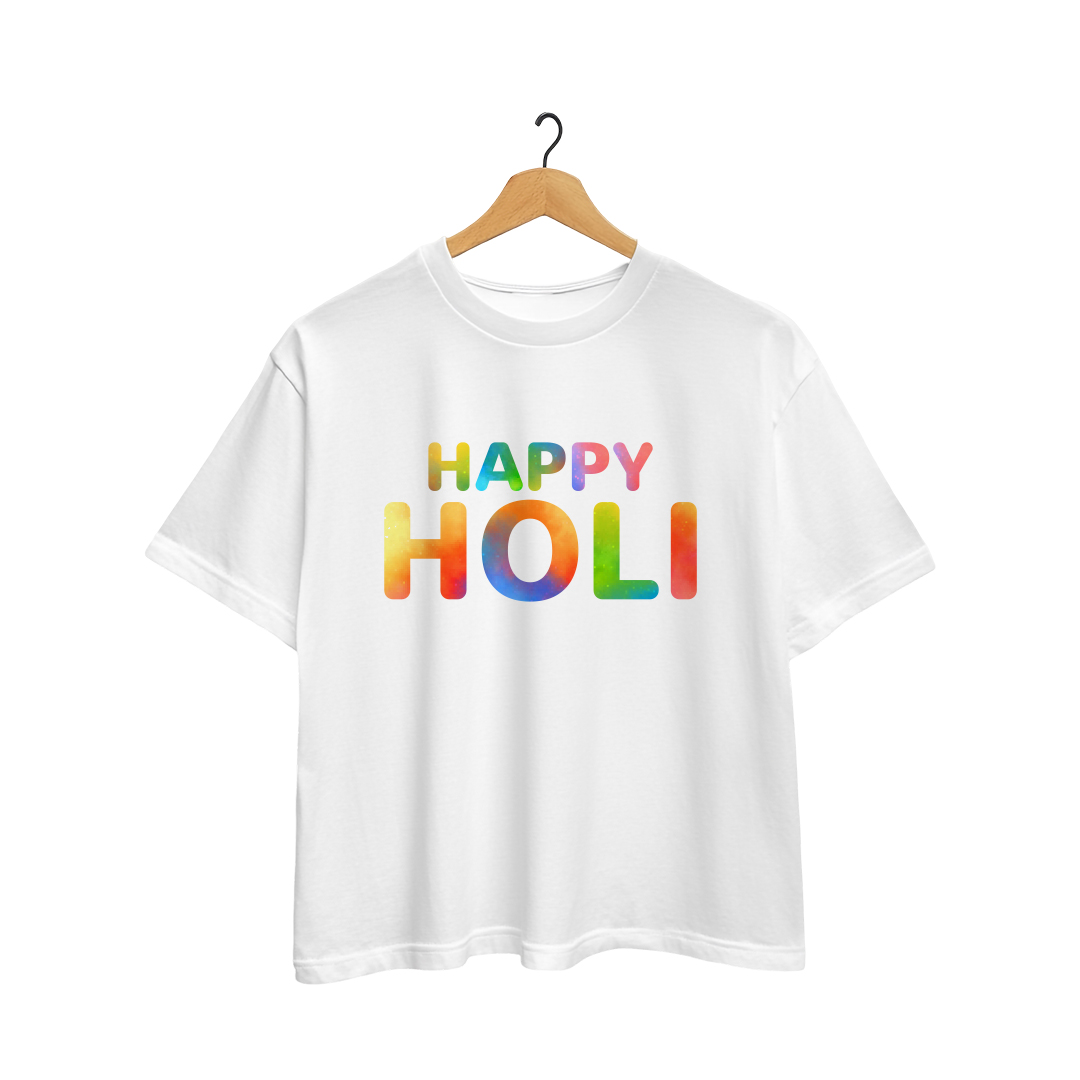 Holi T-Shirt Slub 180 GSM – White | Happy Holi Print | Shop Now Holi T-Shirt Slub 180 GSM – White | Happy Holi Print | Shop Now