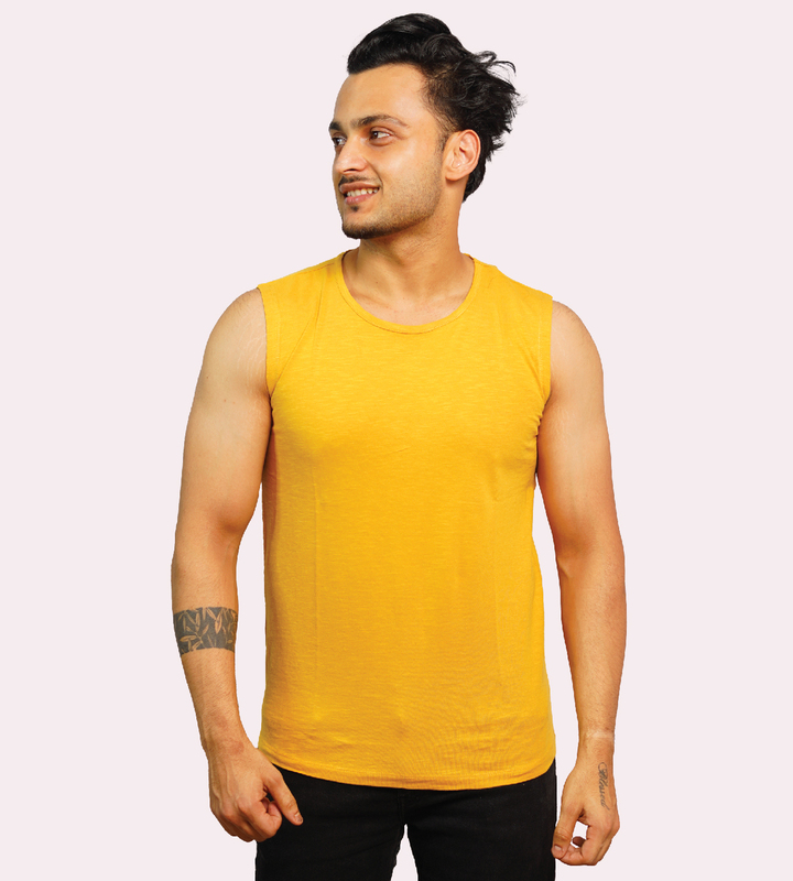 LOOSE VEST VINTAGE T-SHIRT MUSTARD YELLOW