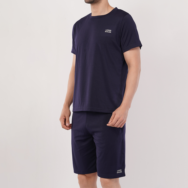 Men's Sports & T-Shirt Set - Zurich 4-Way Lycra, 240-250 GSM, Navy Blue (S, M, L) | Stretchable & Breathable Activewear Men's Sports & T-Shirt Set - Zurich 4-Way Lycra, 240-250 GSM, Navy Blue (S, M, L) | Stretchable & Breathable Activewear