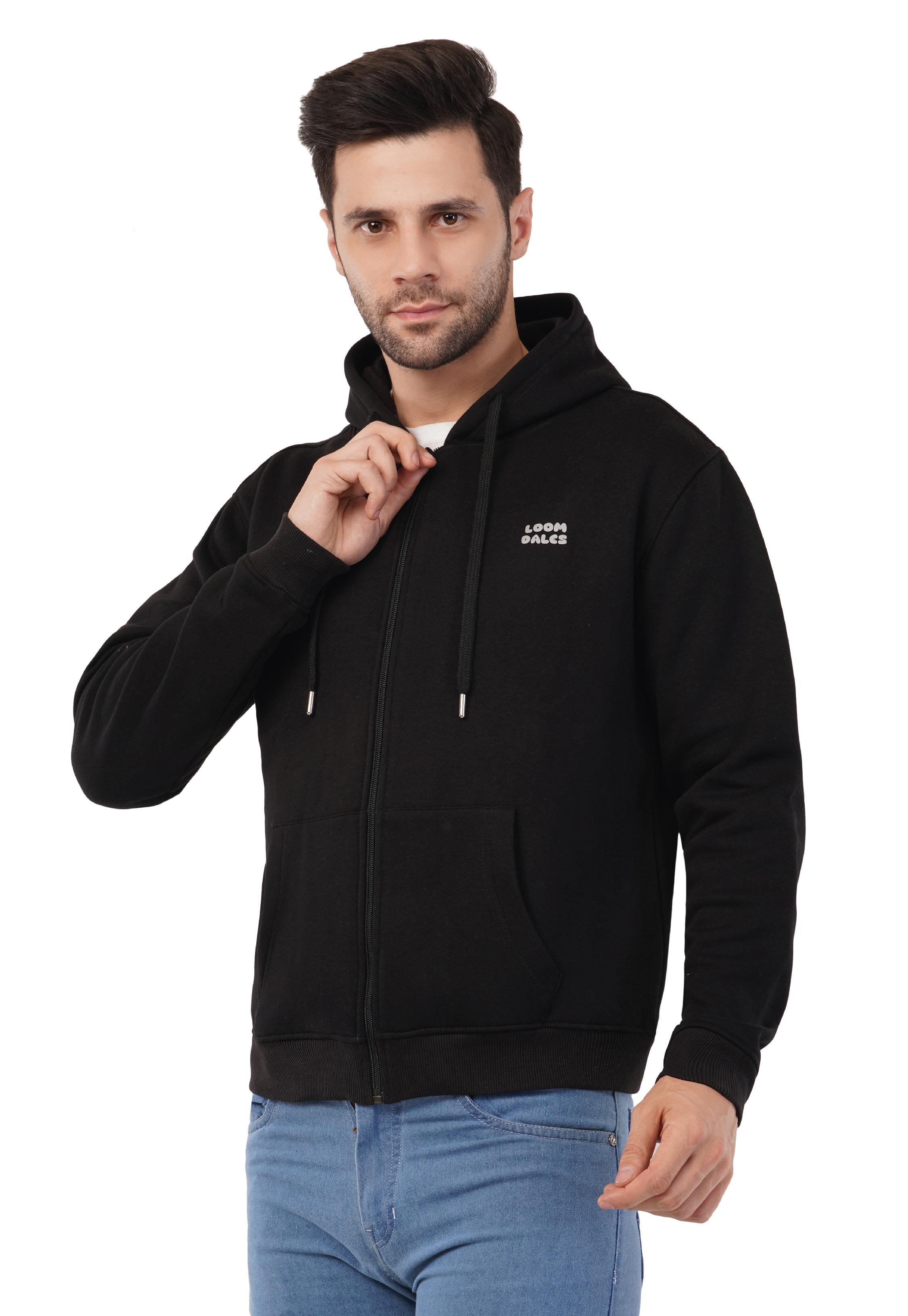MALE HOODED SWEATSHIRT BLACK