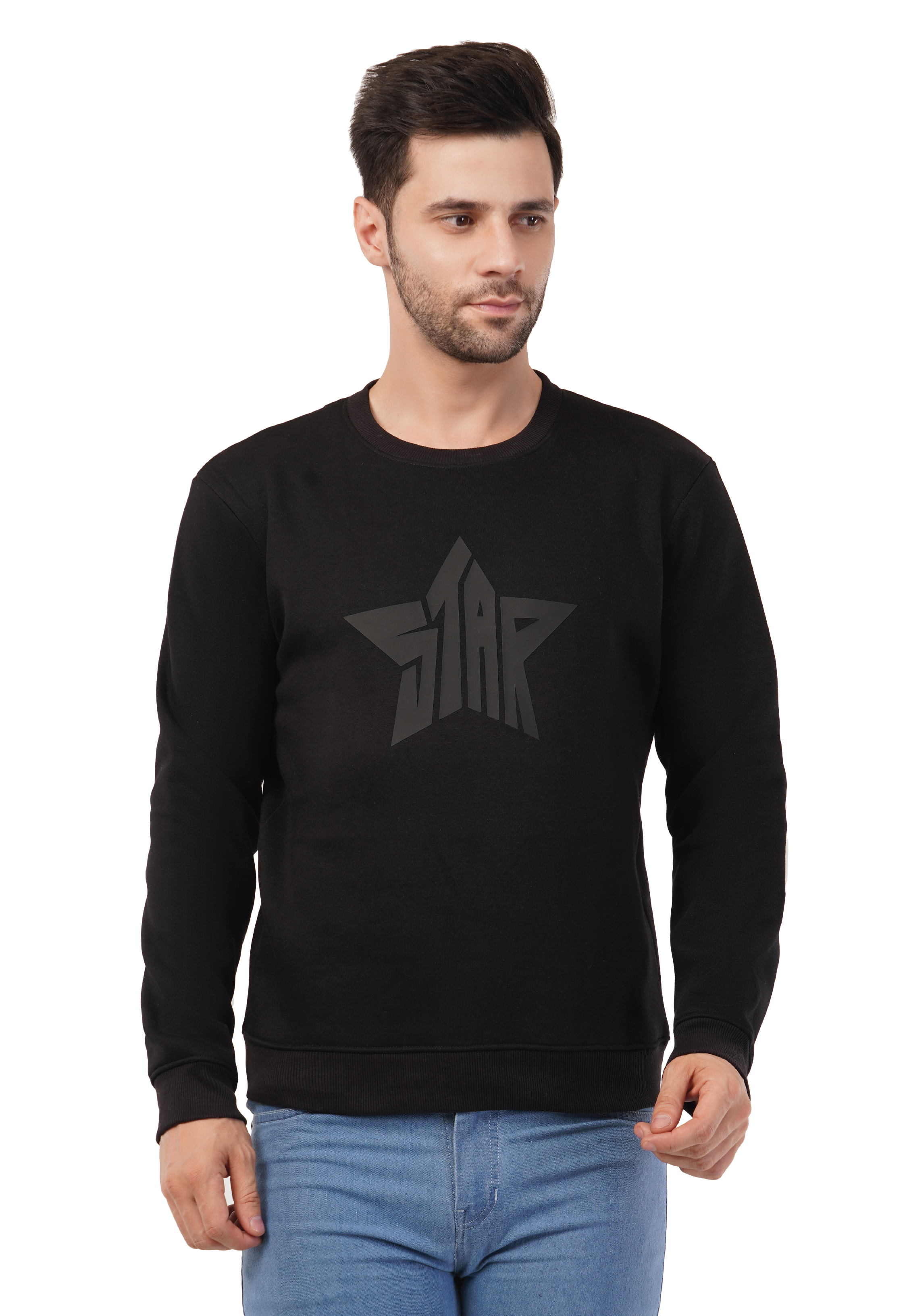 MALE SWEATSHIRT WITH SILICON HD PRINT BLACK