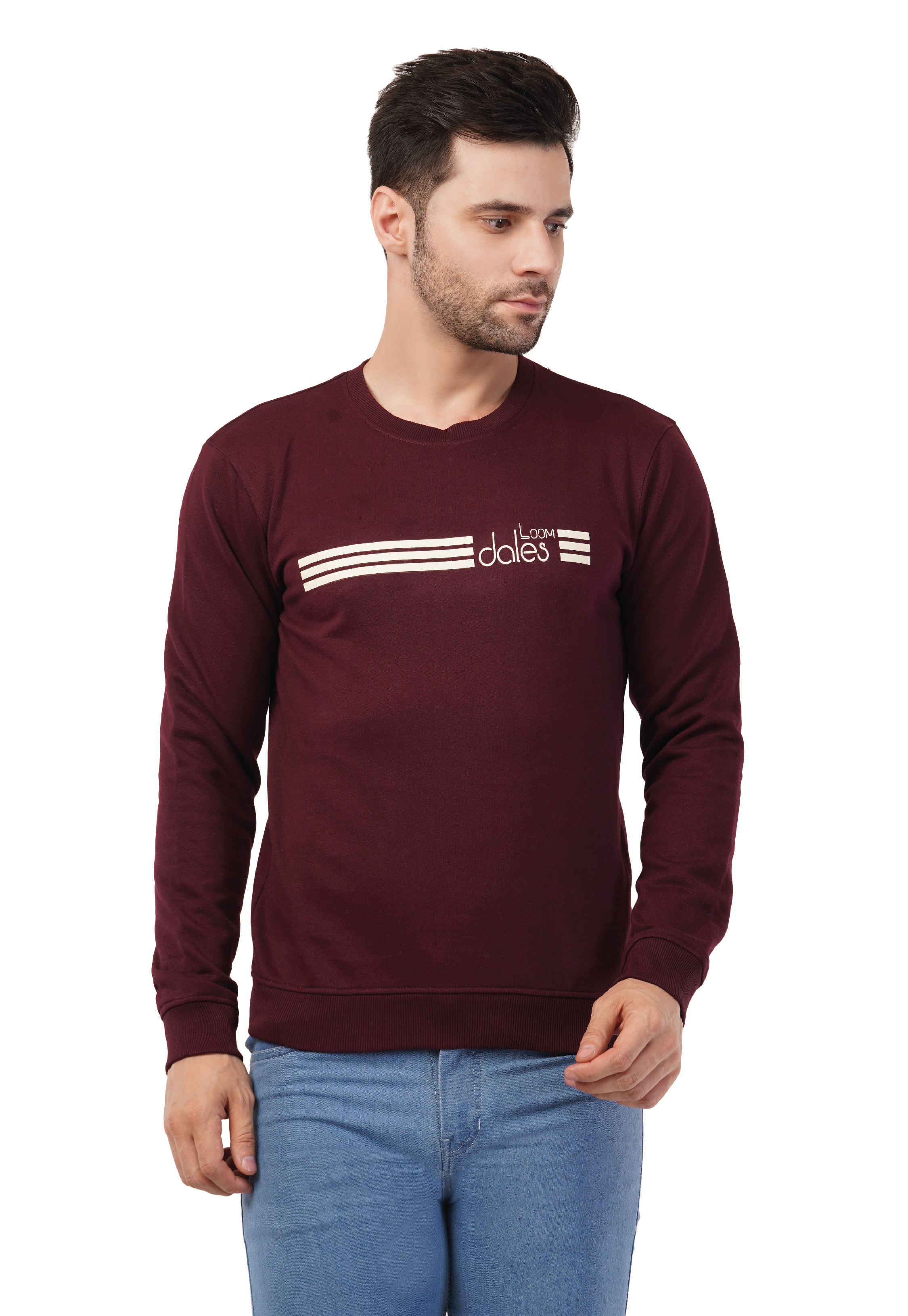MALE SWEATSHIRT WITH SILICON HD PRINT WINE COLOR