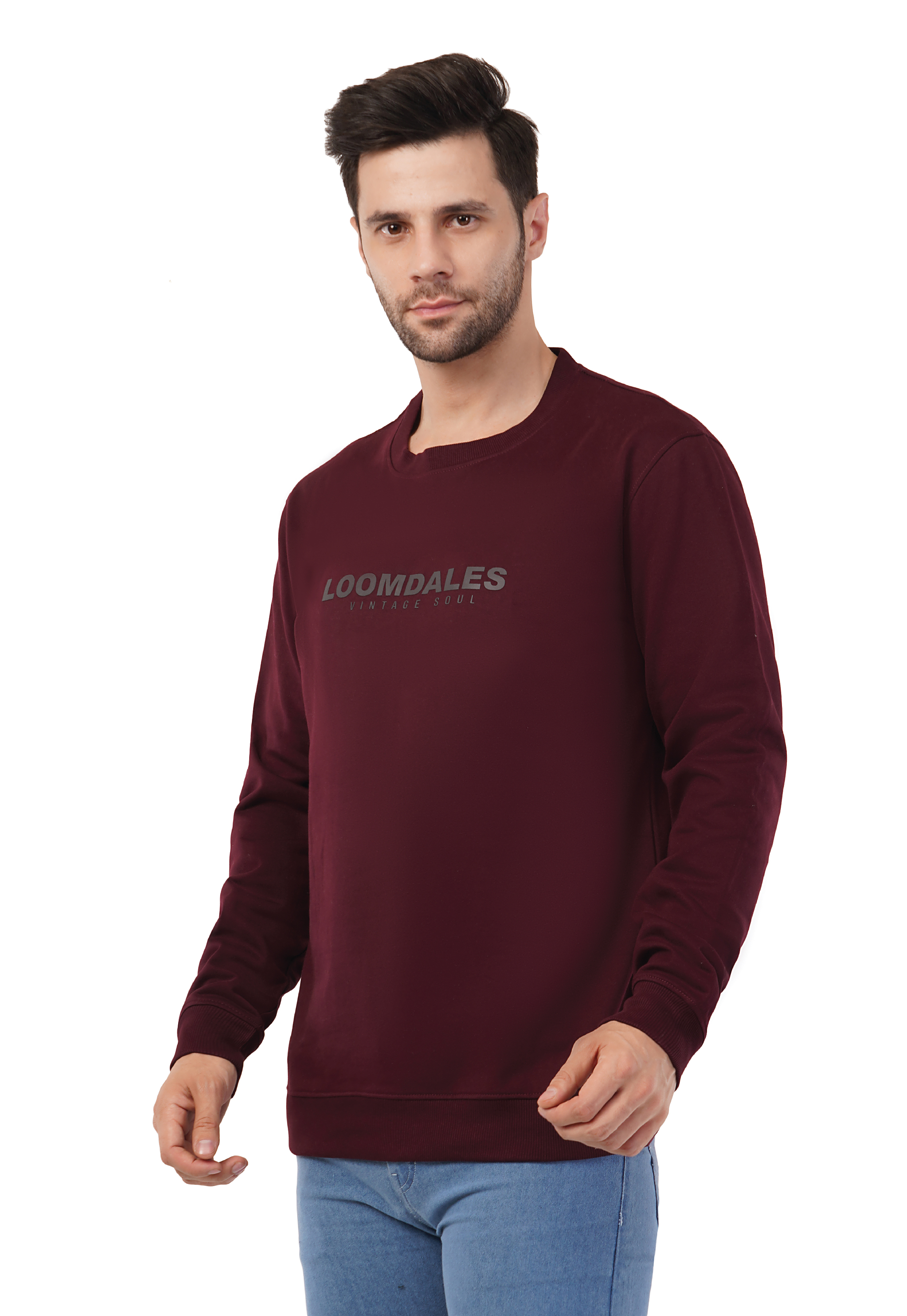 MALE SWEATSHIRT WITH SILICON PRINT WINE COLOR