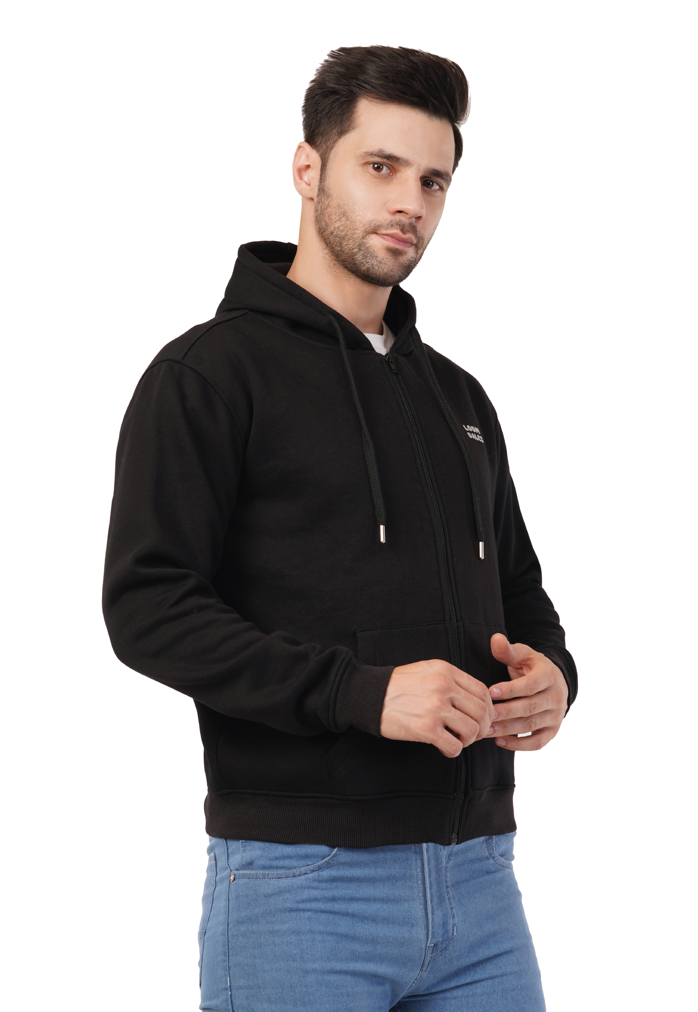 MALE HOODED SWEATSHIRT BLACK