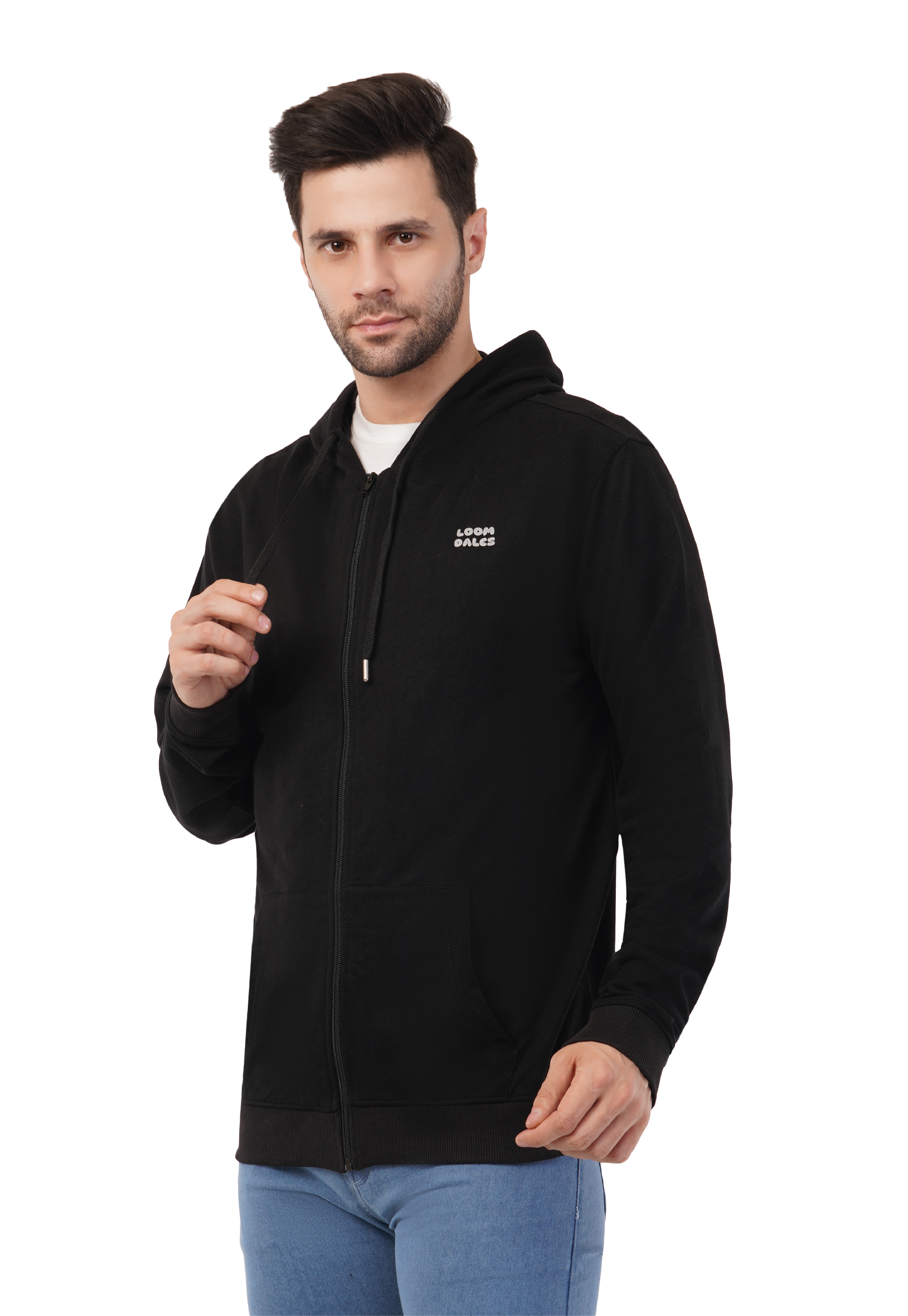 MALE HOODED SWEATSHIRT TERRY BLACK