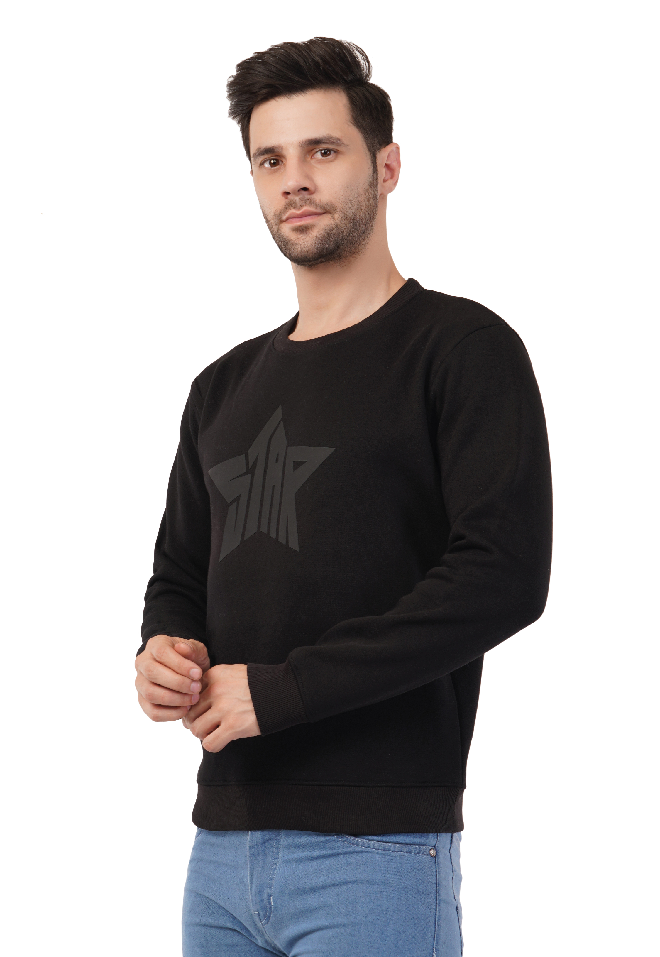 MALE SWEATSHIRT WITH SILICON HD PRINT BLACK